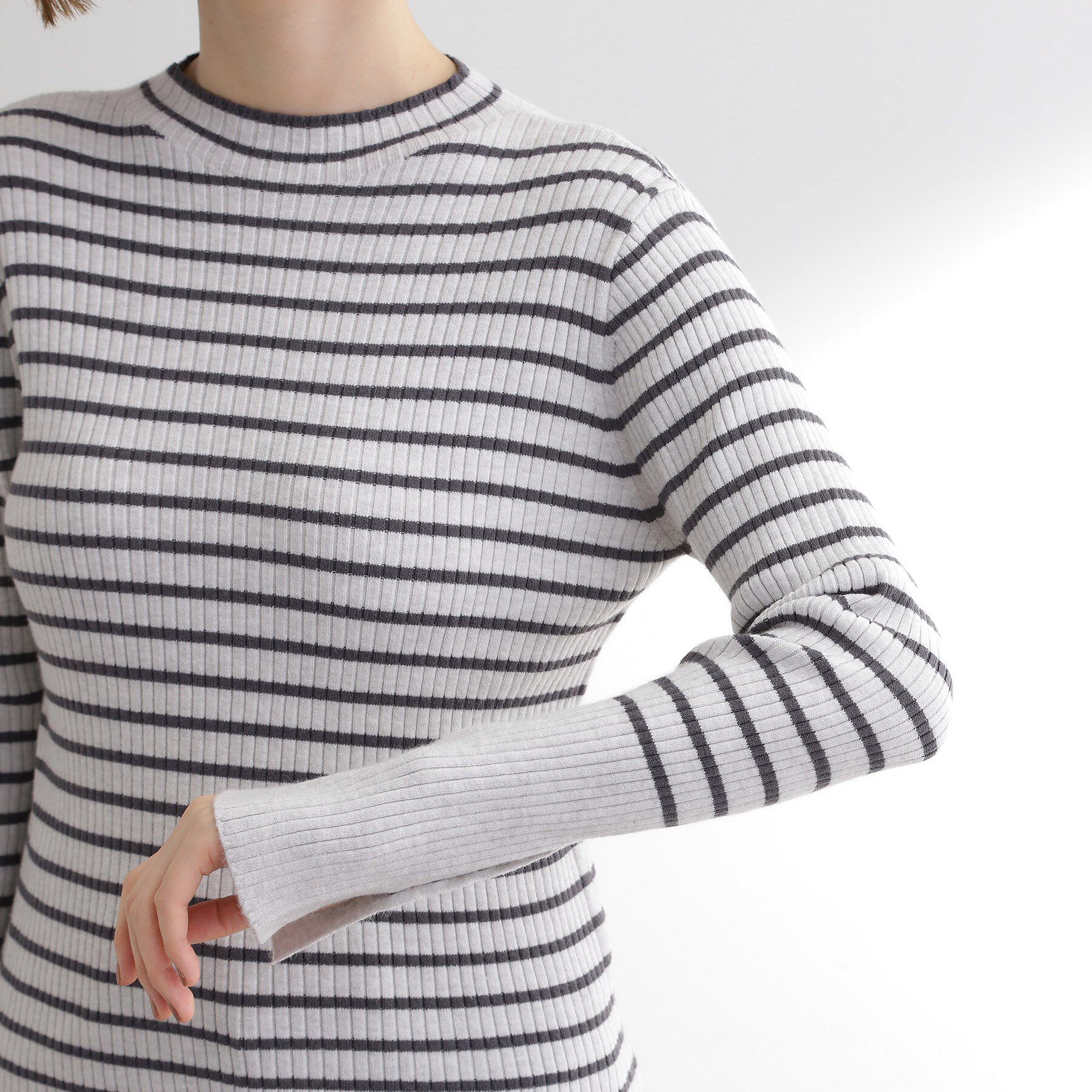 grove「【吸湿発熱／帯電防止】ハイネックリブプルオーバー」|ニット・セーター|