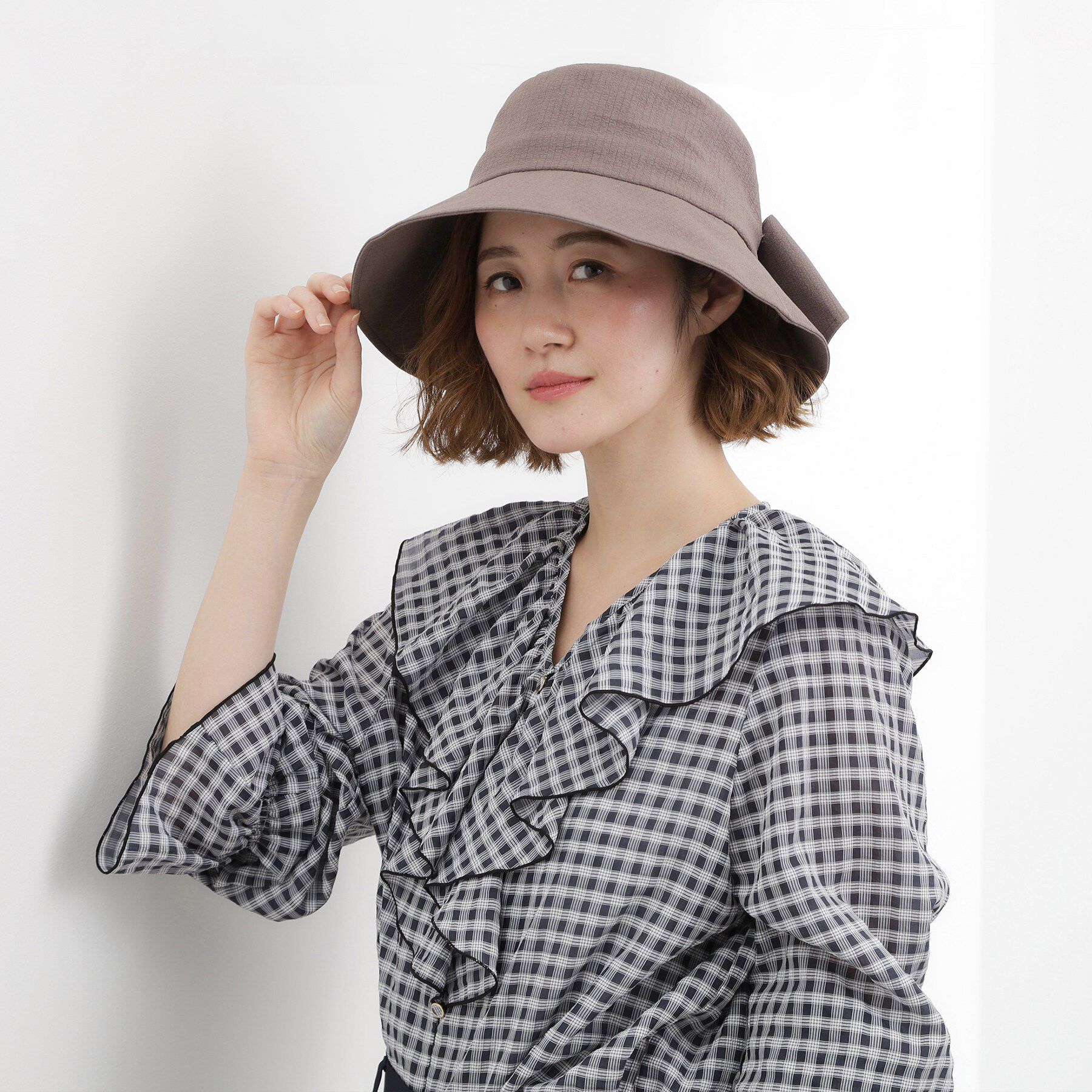 grove「ワイドブリムリボンハット【UVカット・接触冷感・ウォッシャブル】」|ハット|