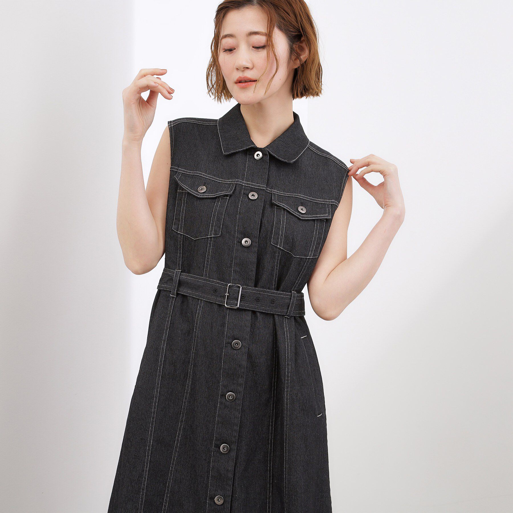 grove「【貴島明日香さん着用】デニムフレアワンピース」|ワンピース|