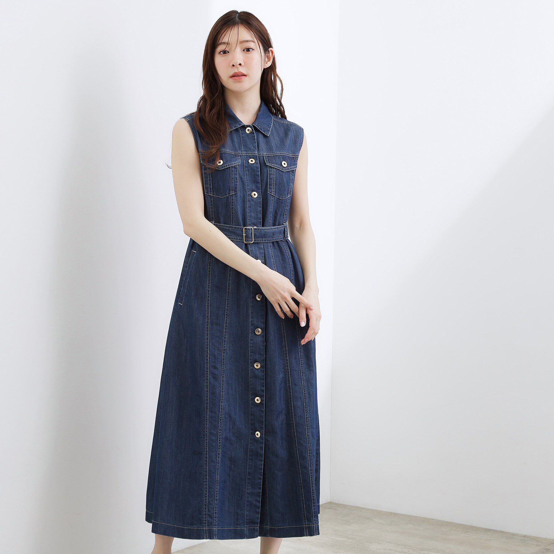 grove「【貴島明日香さん着用】デニムフレアワンピース」|ワンピース|