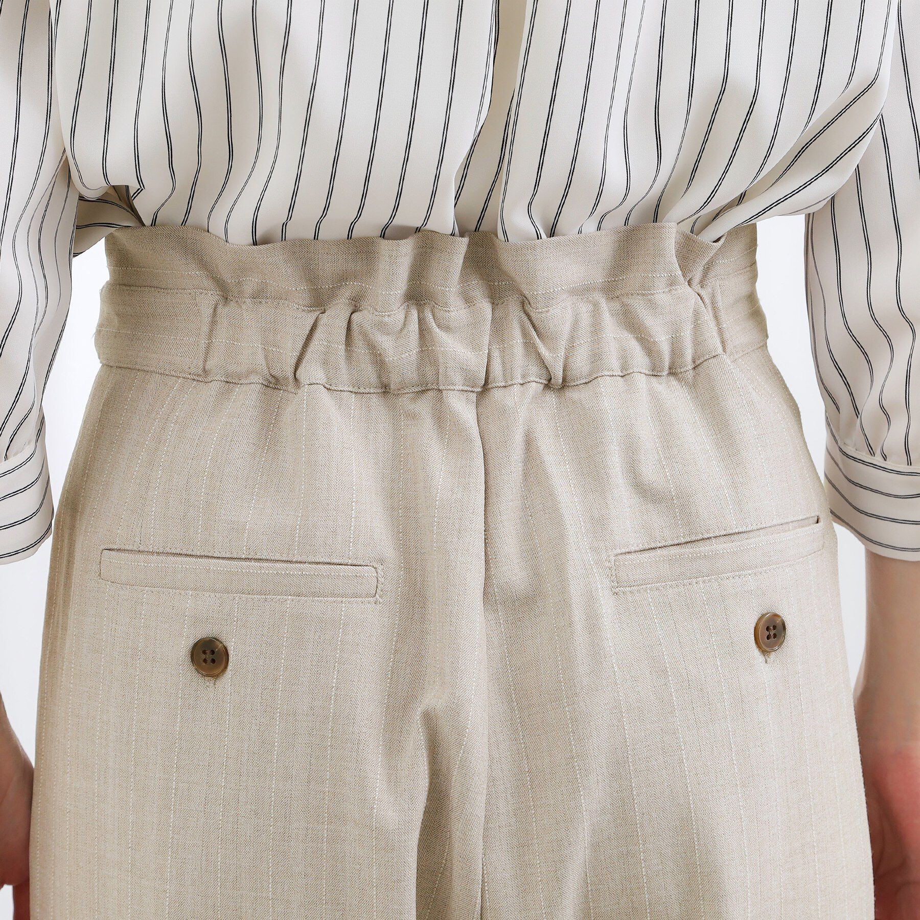 grove「【貴島明日香さん着用】リネンライクストライプワイドパンツ」|その他|