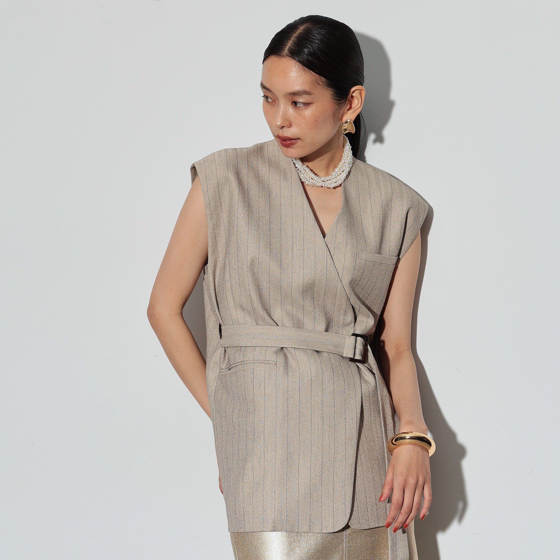 GALLEST「ノーカラーボックスジレ」|ベスト・ジレ|ﾍﾞｰｼﾞｭ(352)