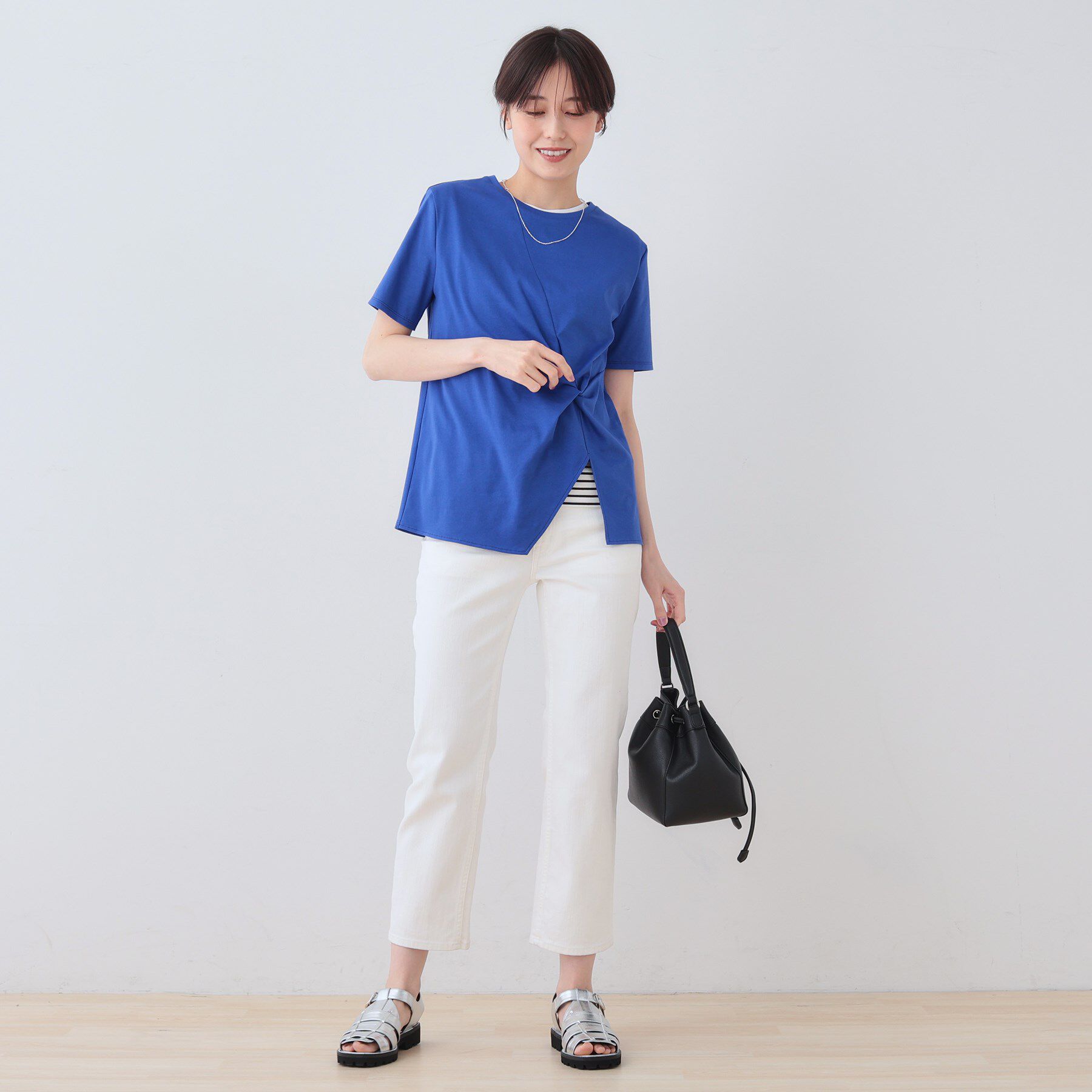 INDIVI「【洗える】ねじりデザインTシャツ」|Tシャツ・カットソー|