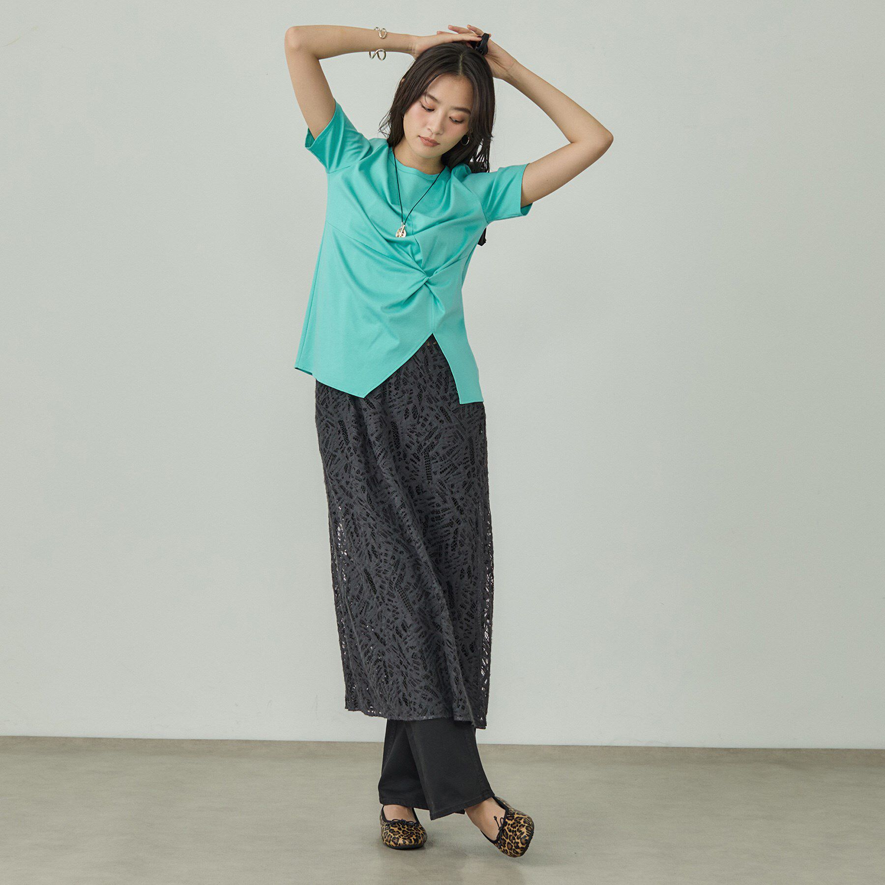 INDIVI「【洗える】ねじりデザインTシャツ」|Tシャツ・カットソー|