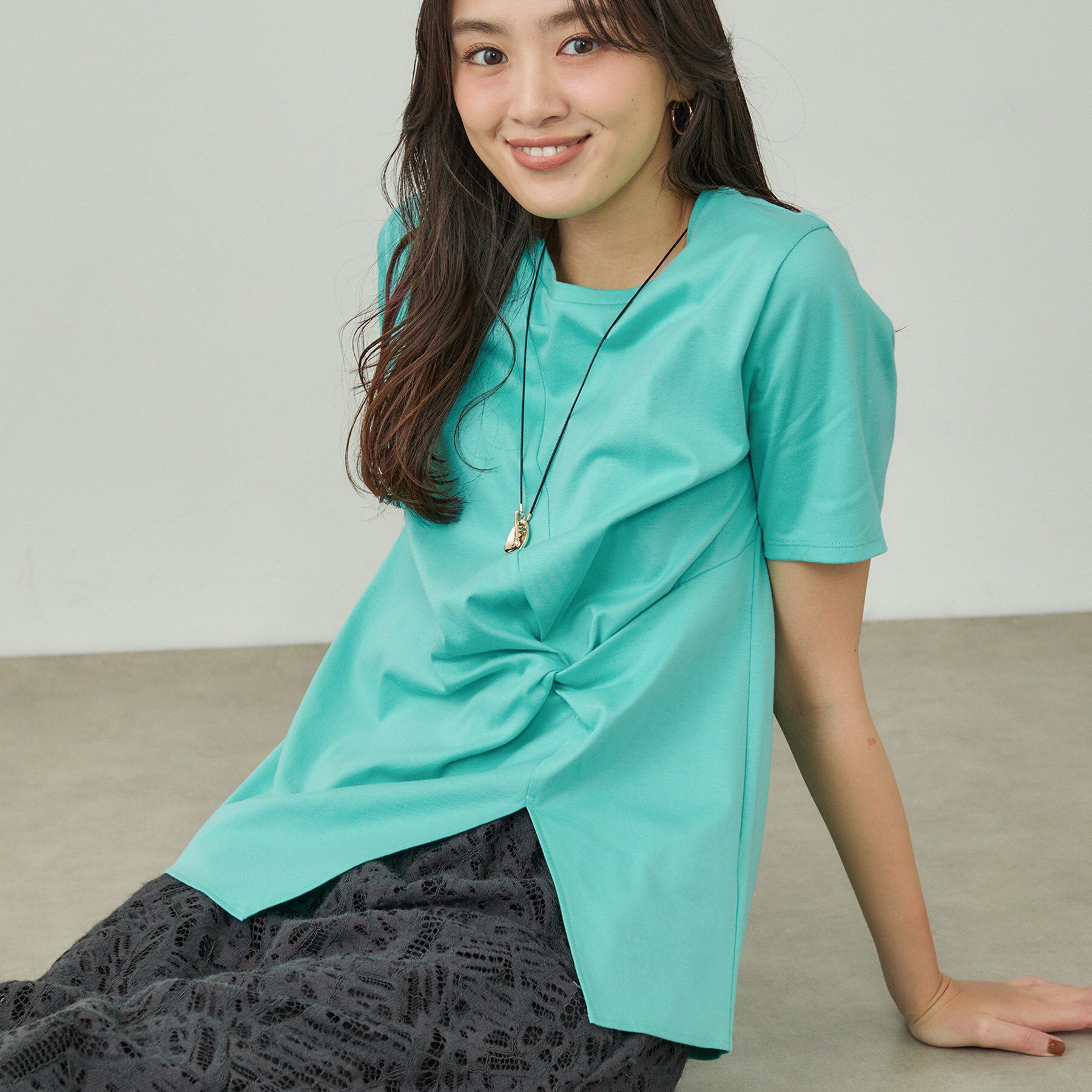 INDIVI「【洗える】ねじりデザインTシャツ」|Tシャツ・カットソー|