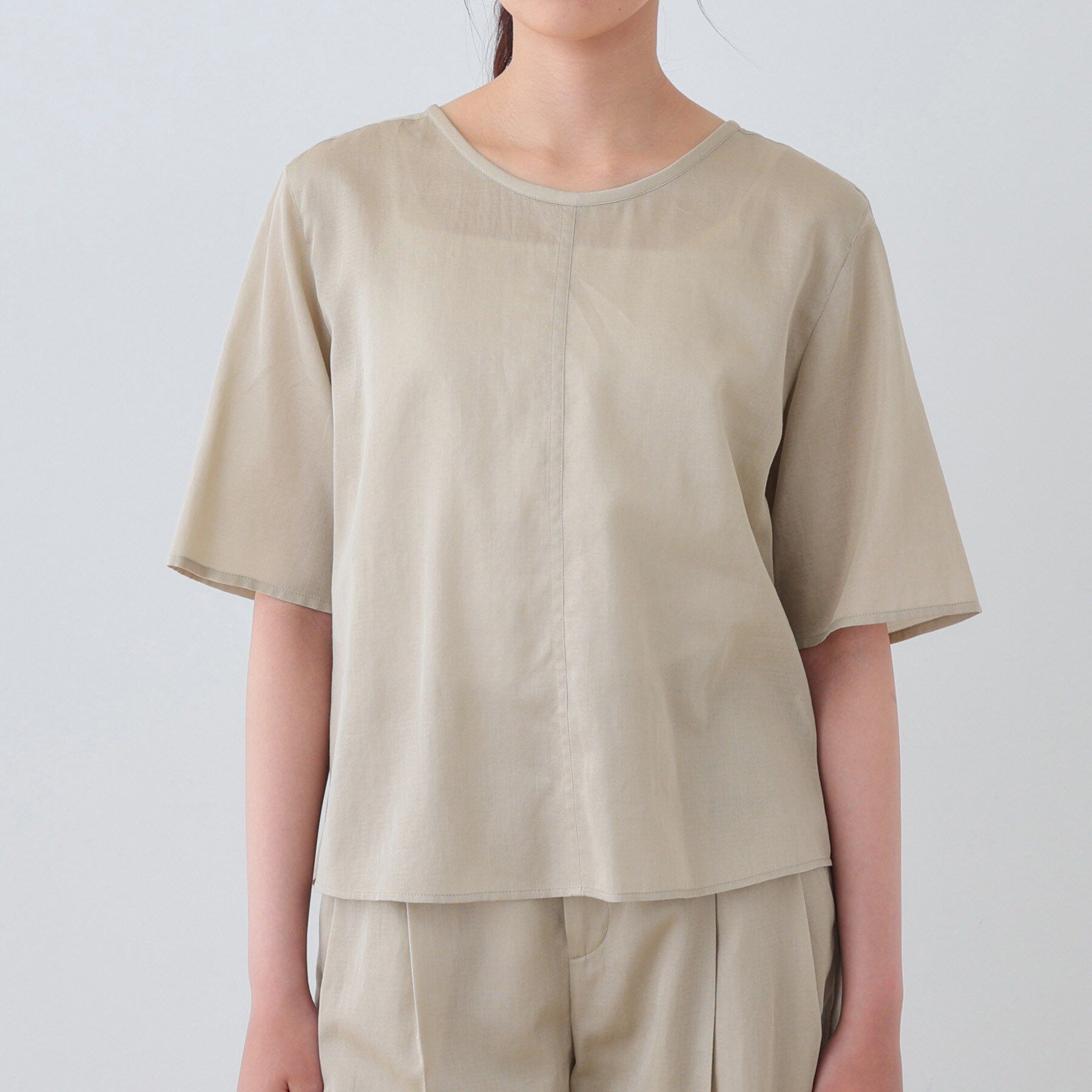 INDIVI「【日本製／SETUP可能】ガーゼ素材Tブラウス」|シャツ・ブラウス|