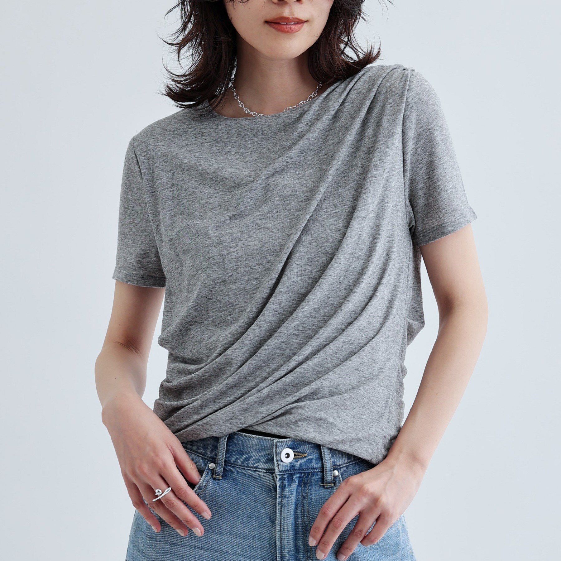 GALLEST「バルーンドレープTシャツ」|Tシャツ・カットソー|グレー(912)