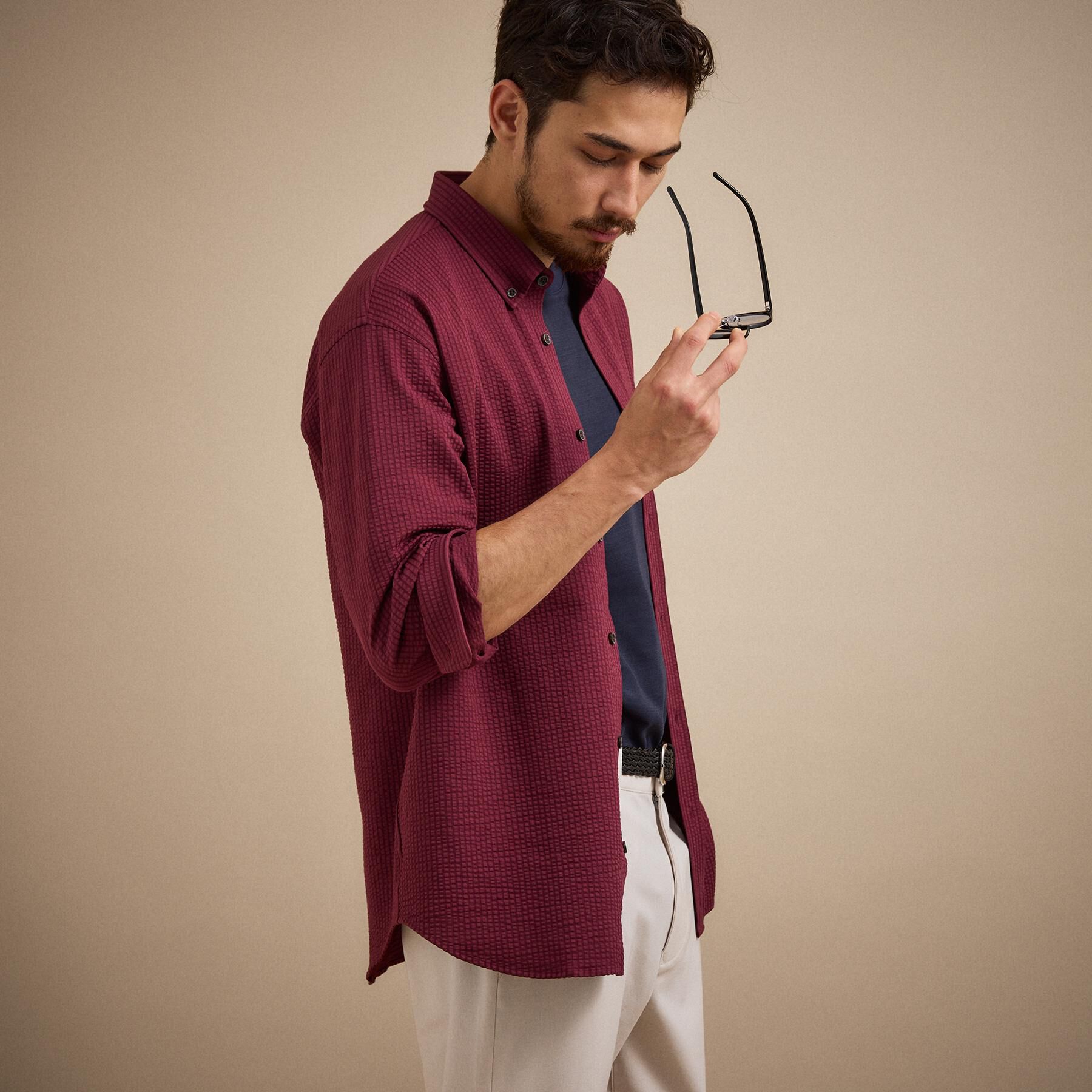 TAKEO KIKUCHI「【抗菌防臭/シーズンレス】シアサッカー ジャージシャツ」|シャツ・ブラウス|