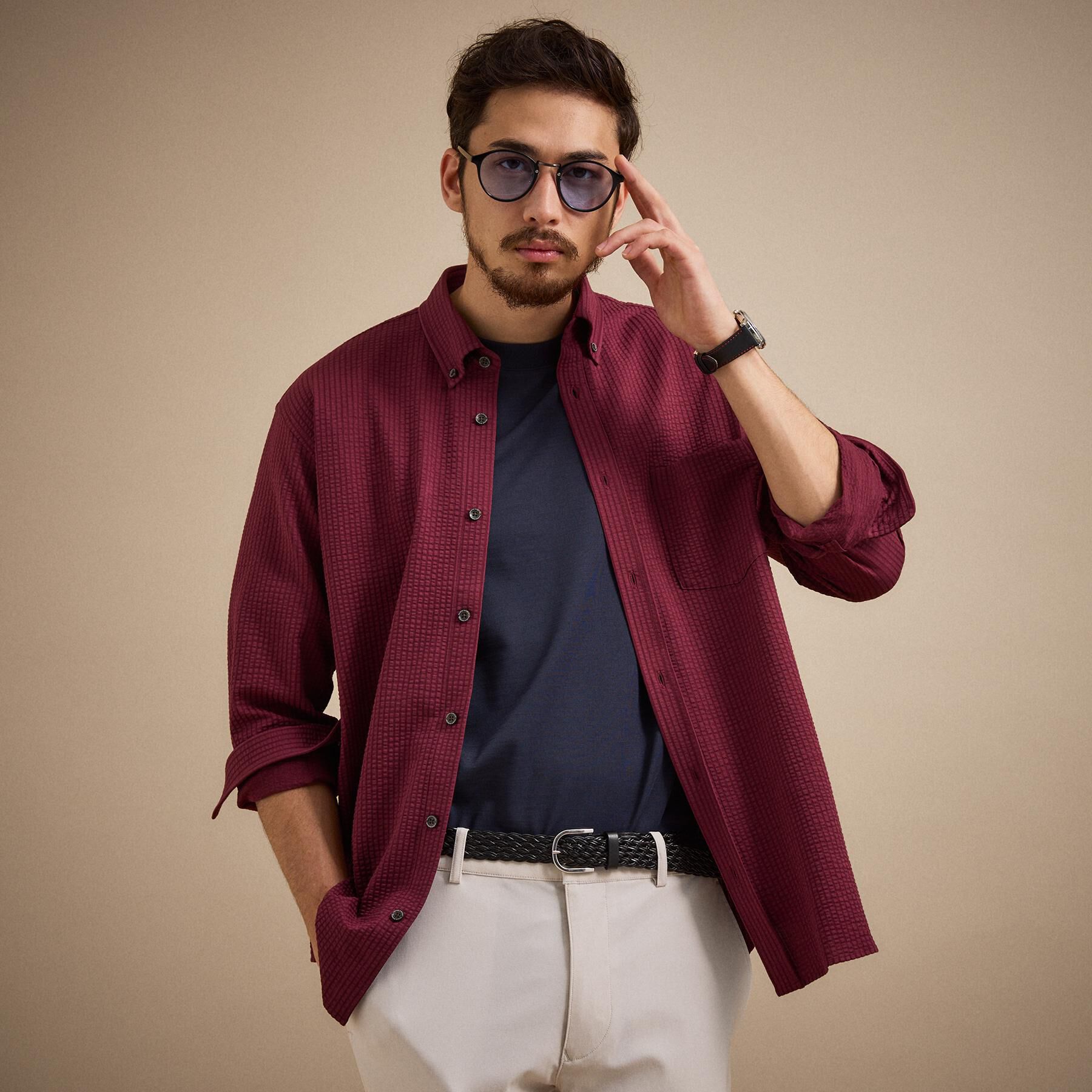 TAKEO KIKUCHI「【抗菌防臭/シーズンレス】シアサッカー ジャージシャツ」|シャツ・ブラウス|