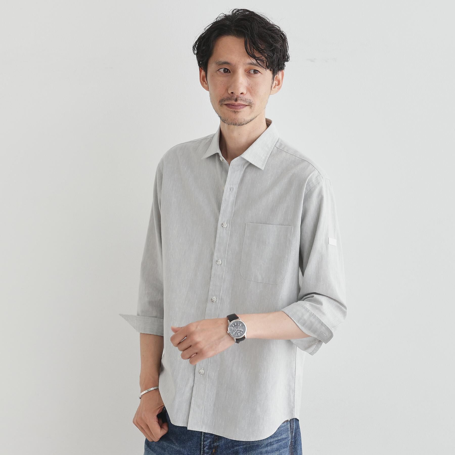 TAKEO KIKUCHI「ハイブリッド リネン 7分袖 シャツ」|シャツ・ブラウス|