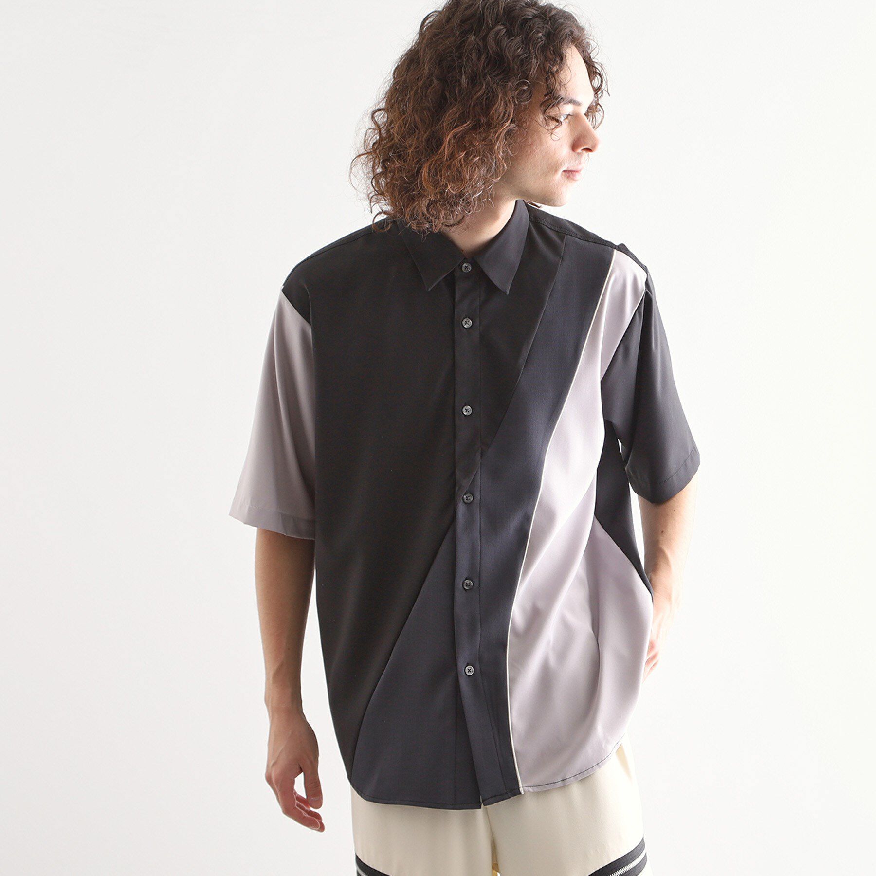 tk.TAKEO KIKUCHI「カーブスイッチシャツ」|シャツ・ブラウス|ブラック(519)