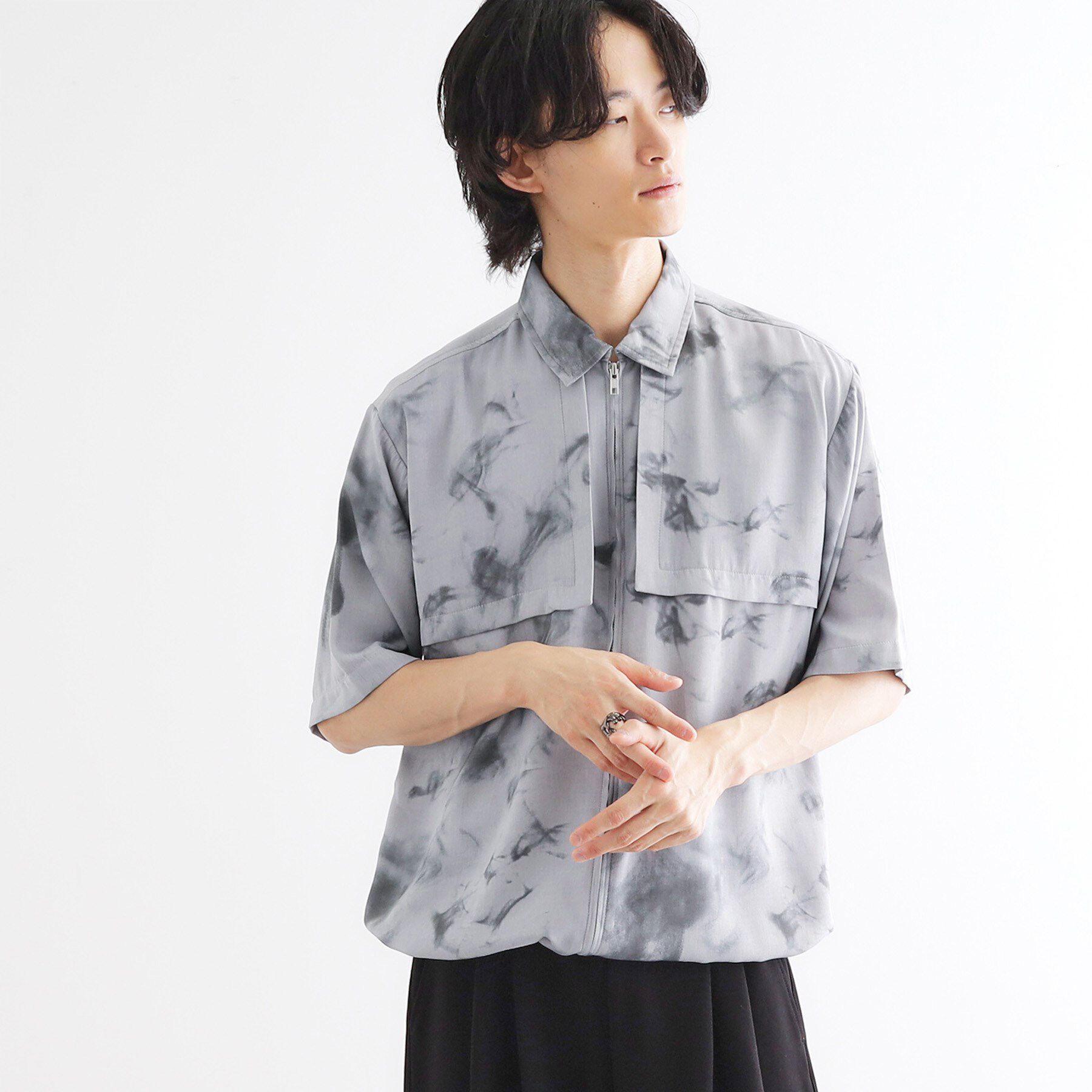 tk.TAKEO KIKUCHI「ブラープリントシャンブレーシャツアウター」|シャツ・ブラウス|