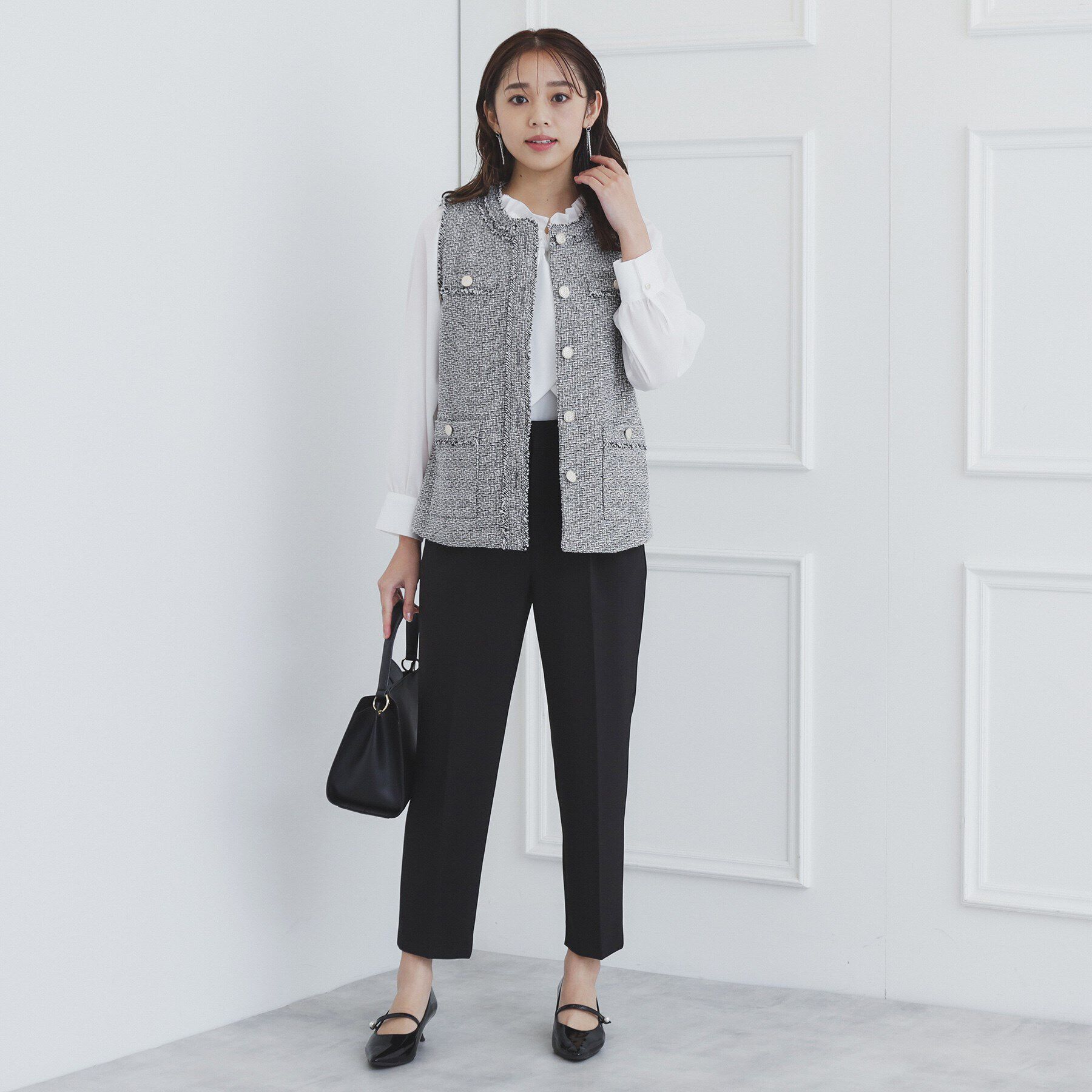 index「《美人百花掲載》ポケット付きツイードジレ/通勤対応【洗える】」|ベスト・ジレ|