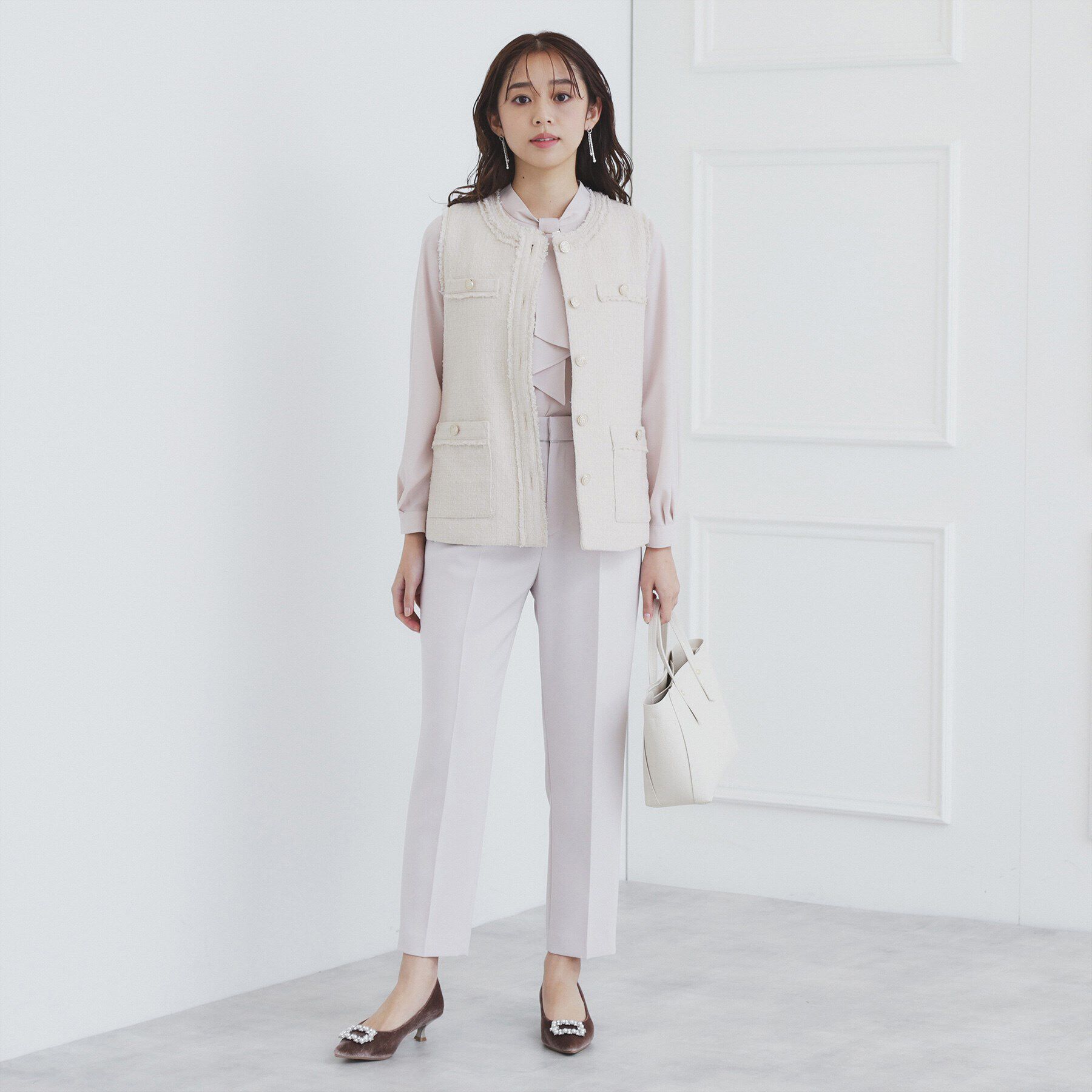 index「《美人百花掲載》ポケット付きツイードジレ/通勤対応【洗える】」|ベスト・ジレ|