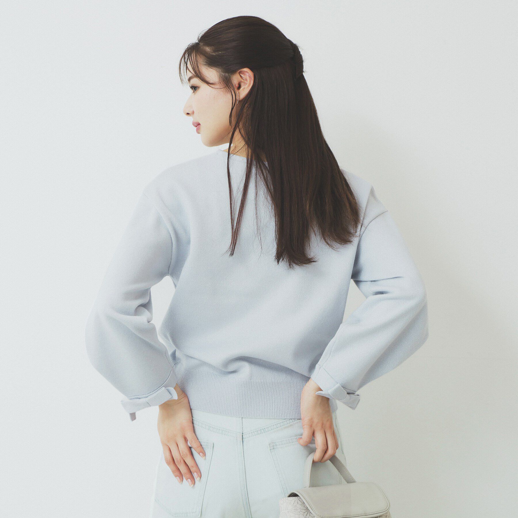 index「ラメリボンスリーブ二ット【洗濯機洗い可/抗ピル】」|ニット・セーター|