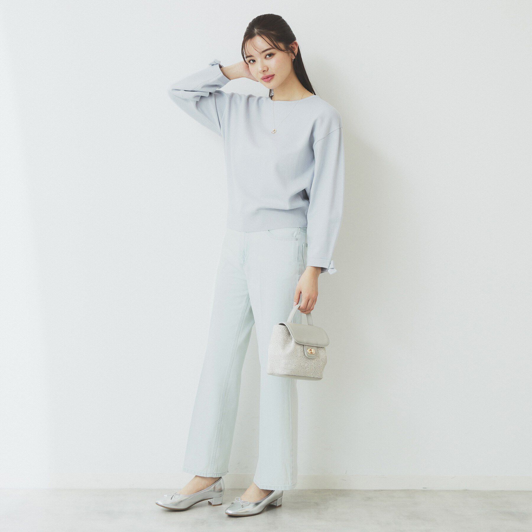 index「ラメリボンスリーブ二ット【洗濯機洗い可/抗ピル】」|ニット・セーター|