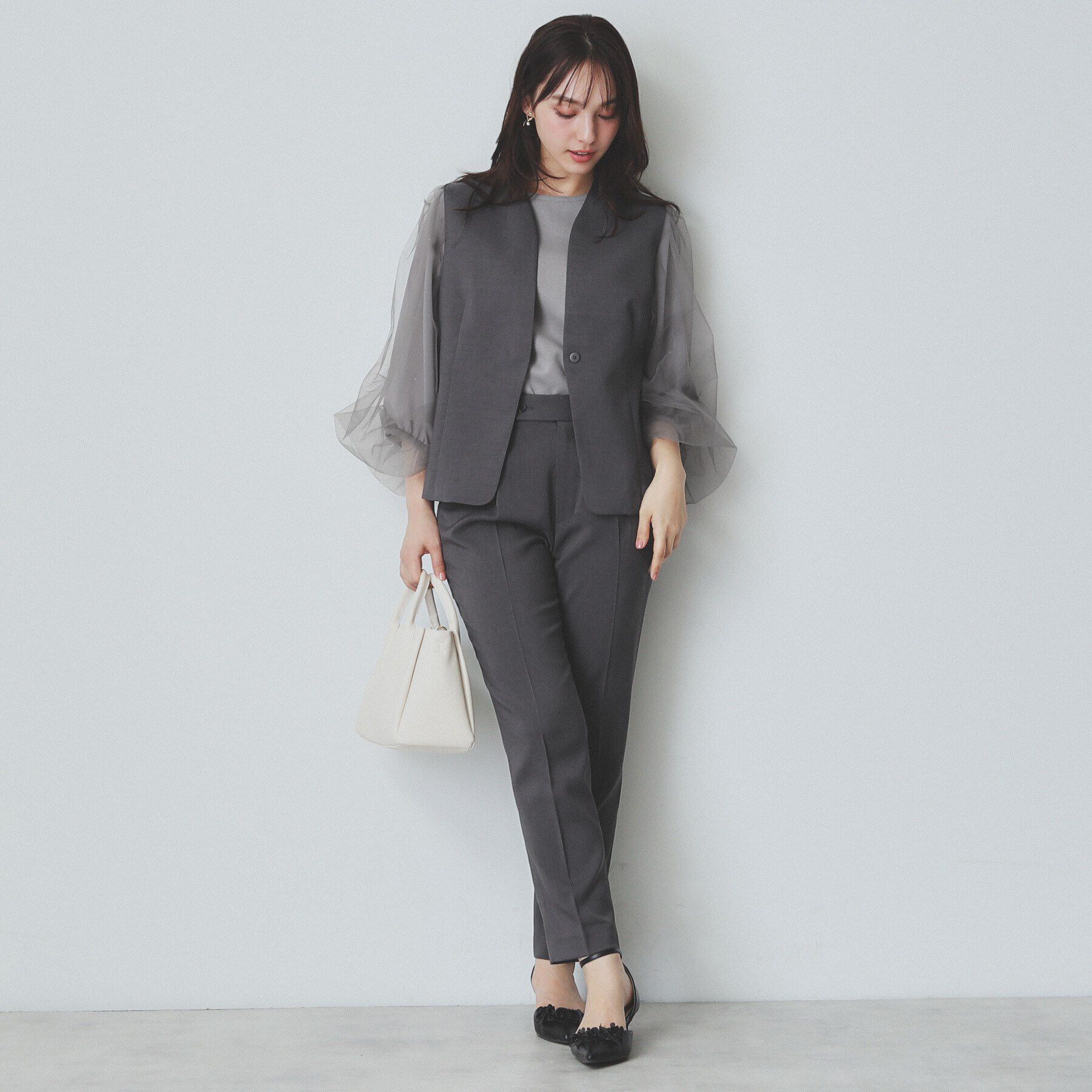 index「ドライタッチストレッチノーカラージレ/セットアップ対応【洗濯機洗い可/イージーアイロン】」|ベスト・ジレ|