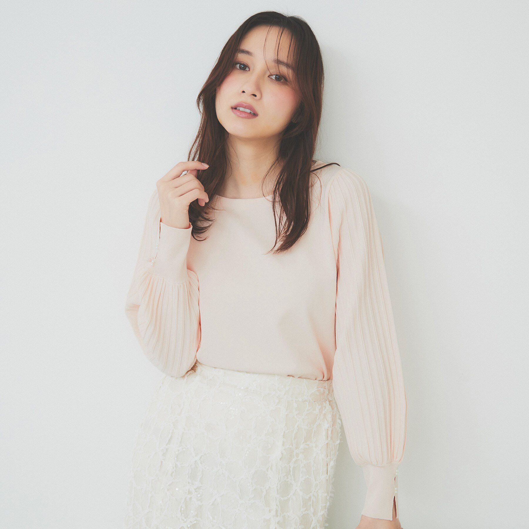 index「プリーツスリーブボートネックニット【洗濯機洗い可】」|ニット・セーター|