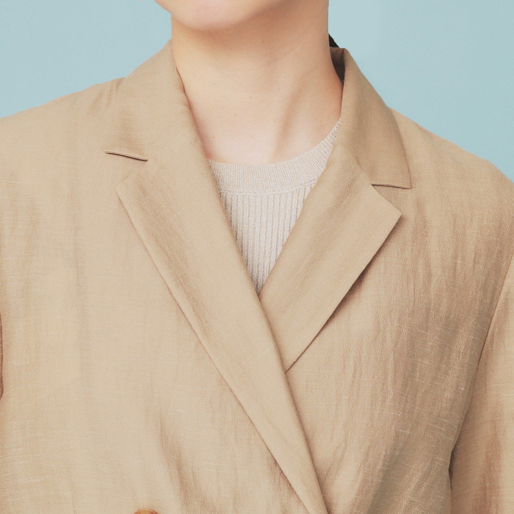 index「麻調シアーダブルブレストテーラードジャケット【洗濯機洗い可】」|テーラードジャケット|