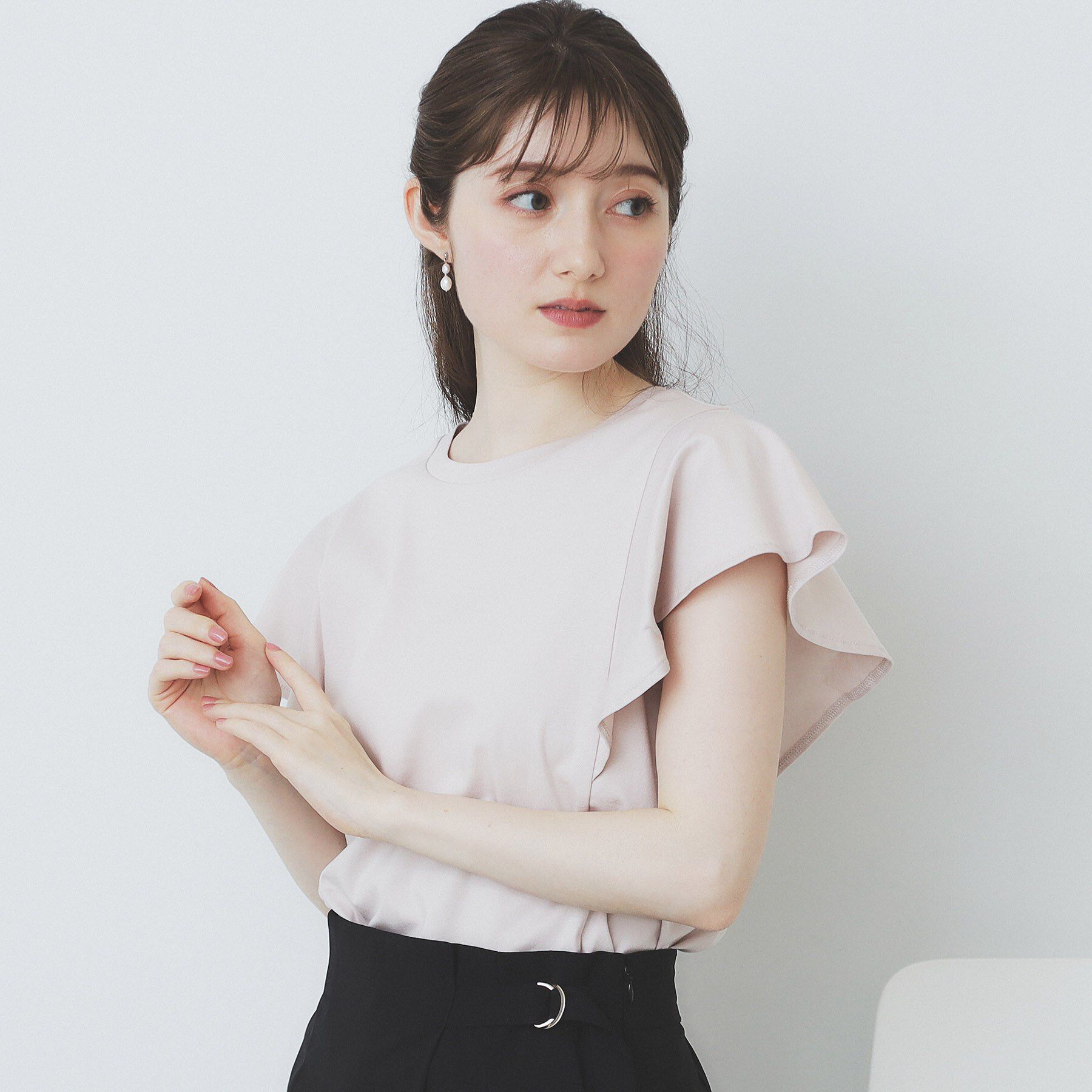 index「《美人百花掲載/XS-3Lサイズ》フレアスリーブバックシャントップス【接触冷感/UVケア/洗濯機洗い」|Tシャツ・カットソー|