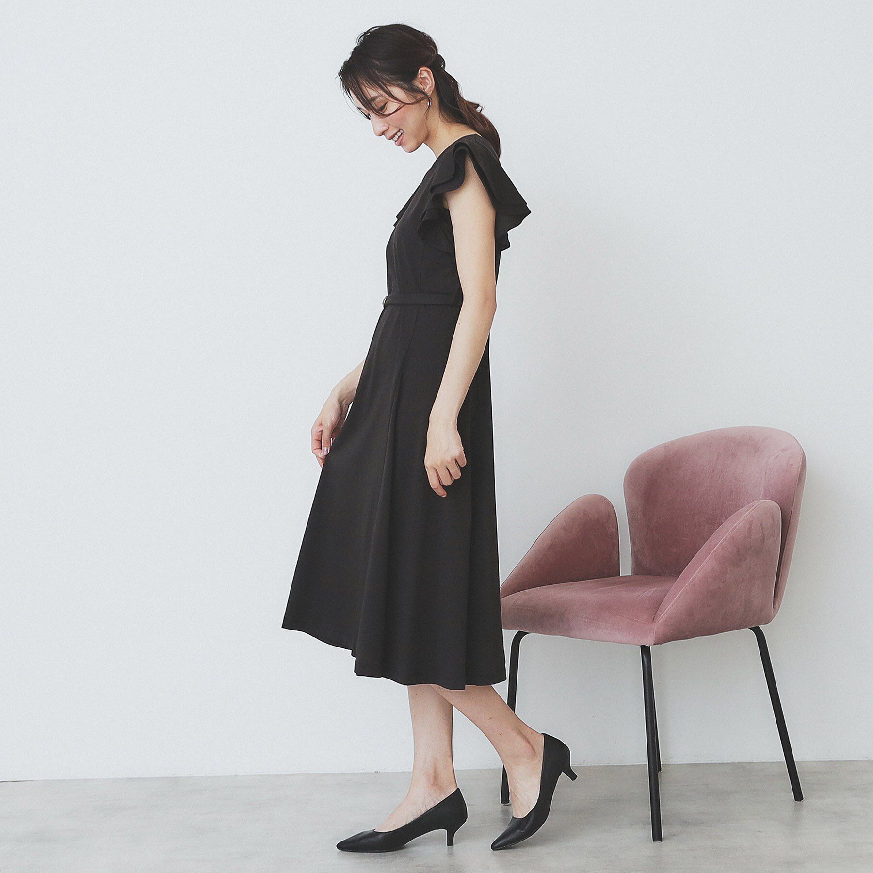 index「《5色展開/S-LLサイズ》シルケットVネックフレアワンピース【接触冷感/UVケア/洗濯機洗い可】」|ワンピース|