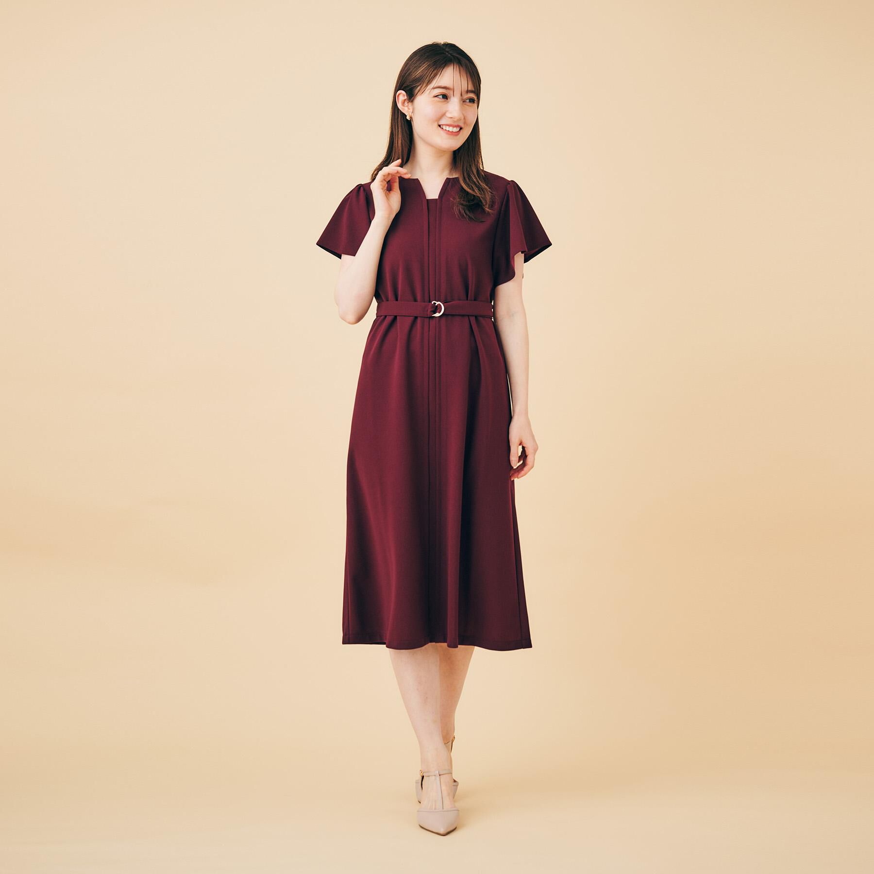 index「《S-3Lサイズ》フリルスリーブワンピース【洗濯機洗い可】」|ワンピース|