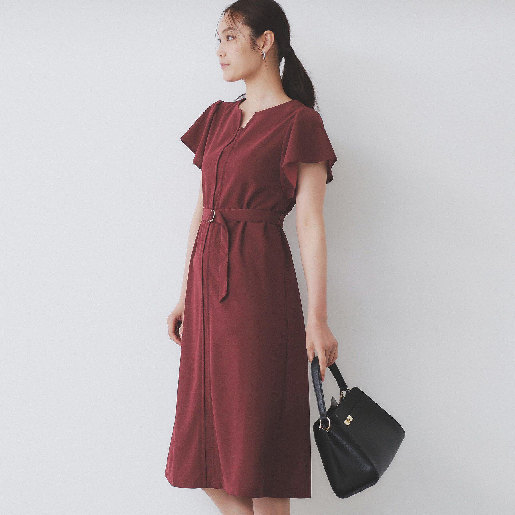 index「《S-3Lサイズ》フリルスリーブワンピース【洗濯機洗い可】」|ワンピース|