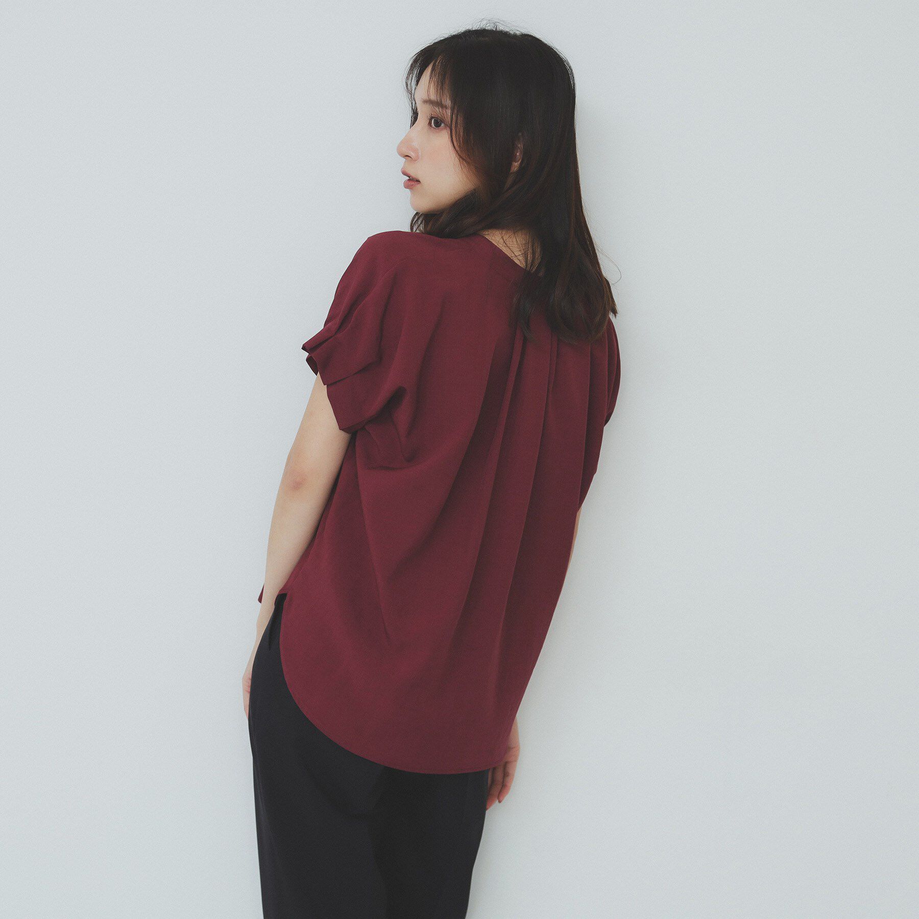 index「《7色展開/XS-LLサイズ》タックスリーブスキッパーブラウス【洗濯機洗い可/吸水速乾/抗ピル/防シ」|シャツ・ブラウス|