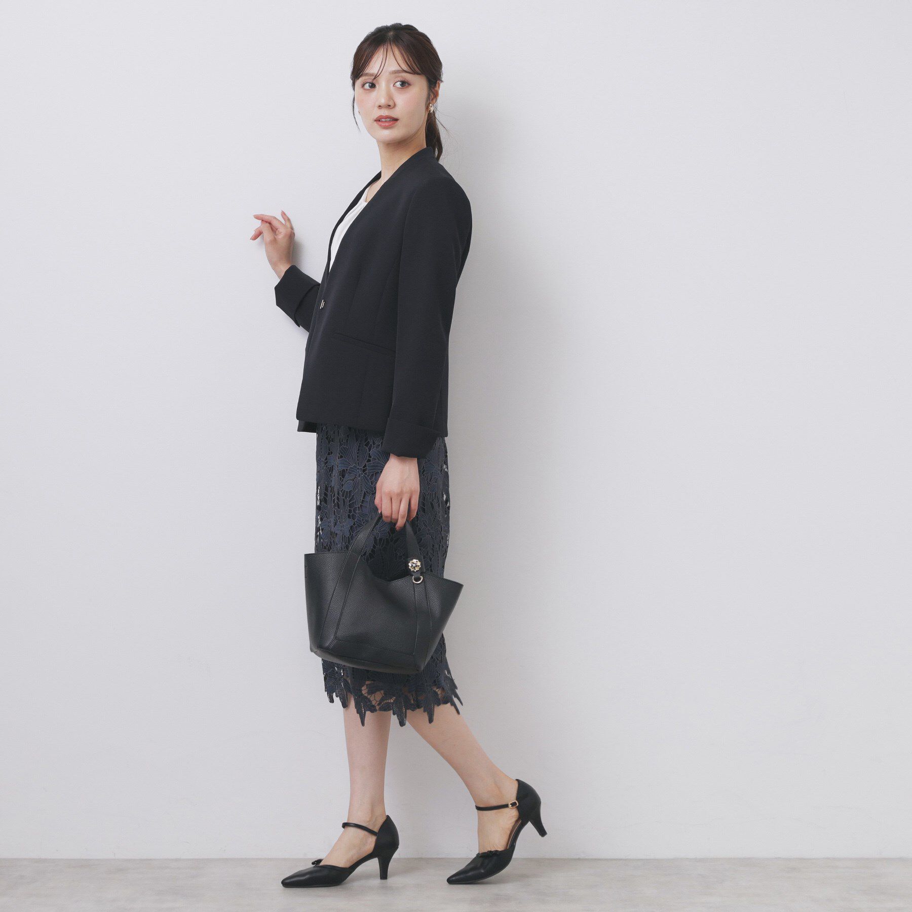 index「ストレッチノーカラージャケット/セットアップ対応【洗濯機洗い可/イージーアイロン/防シワ】」|ノーカラージャケット|