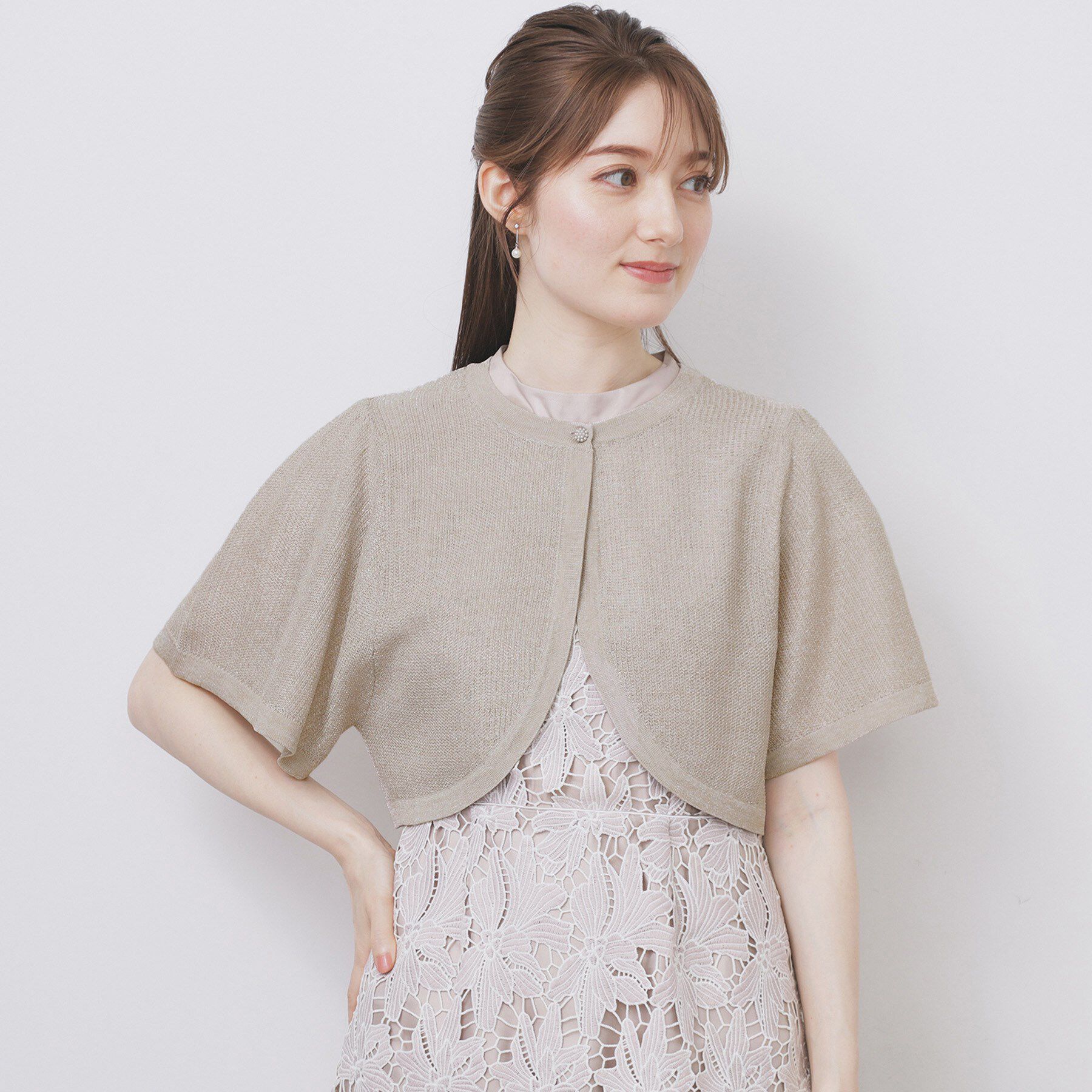 index「ビジュー釦ラメボレロカーディガン【洗濯機OK/抗ピル】」|カーディガン|