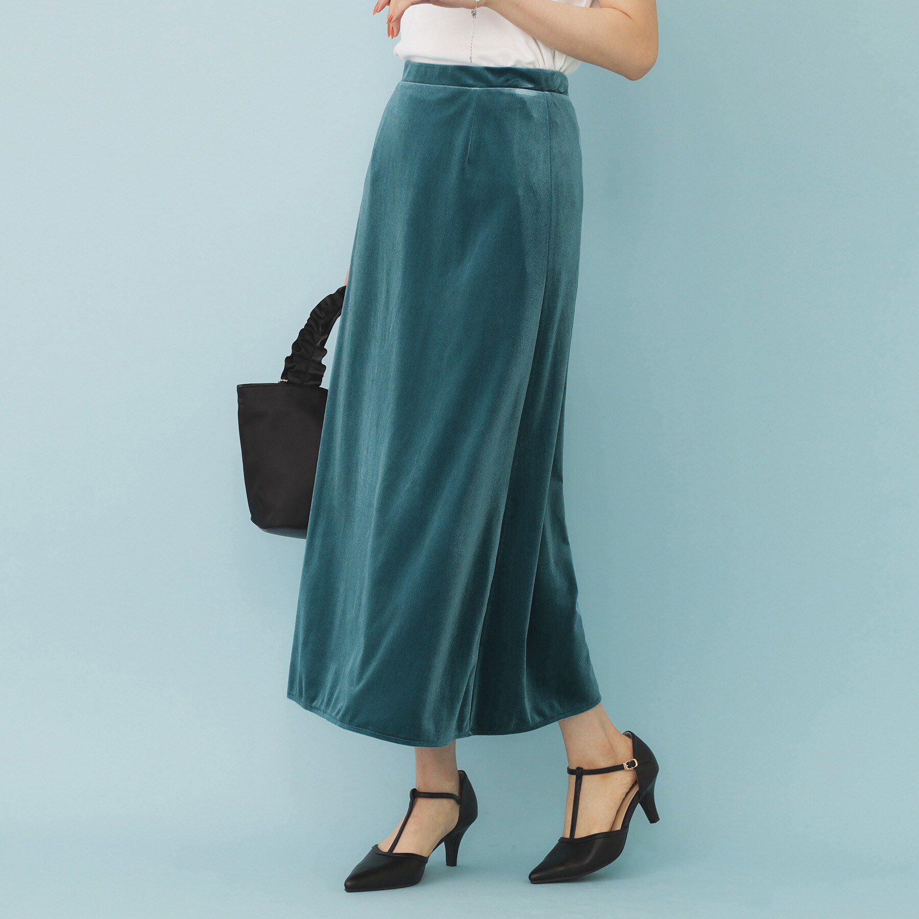 index「ベロアジャージナロースカート【洗濯機洗い可】」|スカート|グリーン(023)