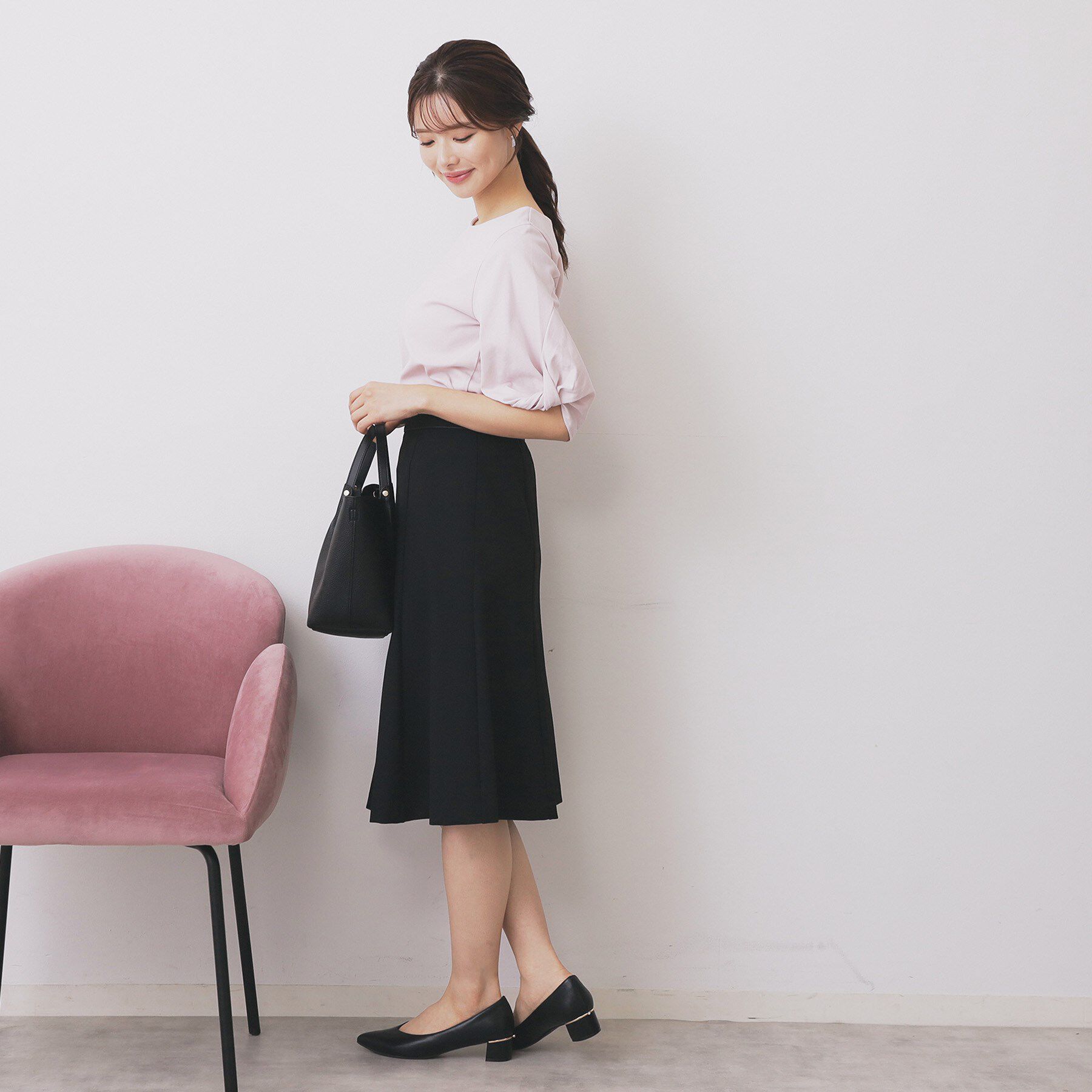 index「《S-3Lサイズ》ストレッチセミフレアスカート/セットアップ対応【洗える/イージーアイロン】」|スカート|