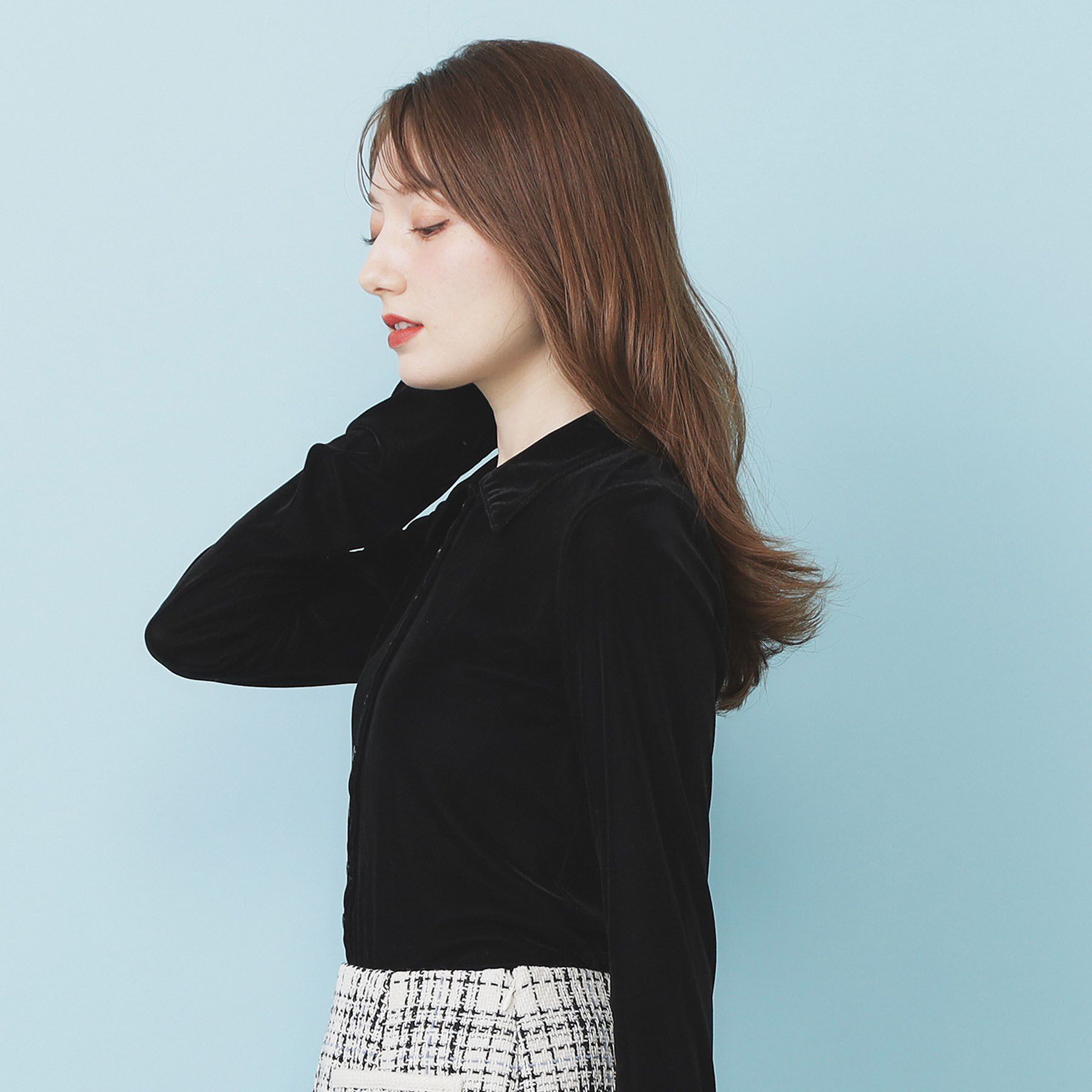 index「衿付きベロアジャージトップス【洗濯機OK】」|Tシャツ・カットソー|