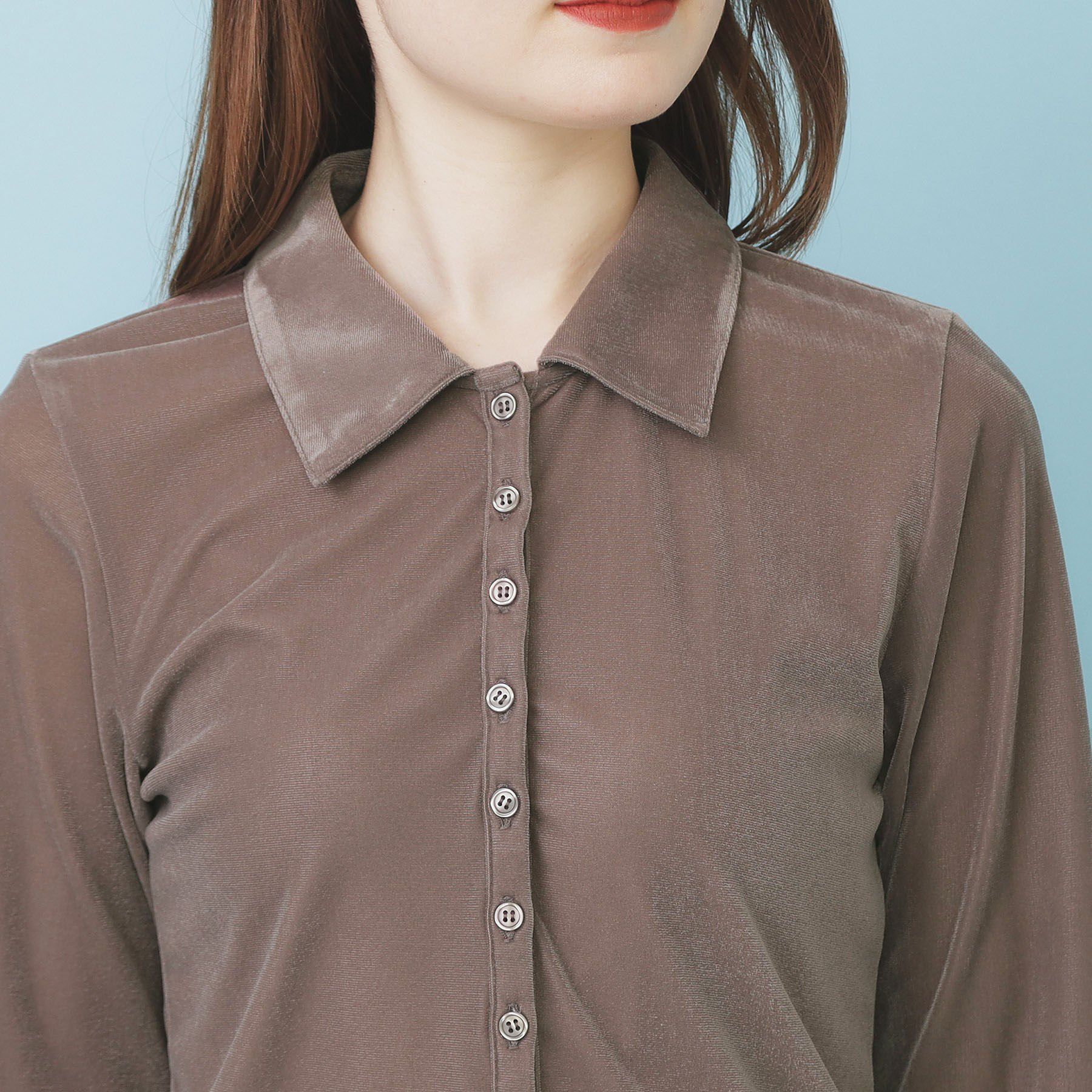 index「衿付きベロアジャージトップス【洗濯機OK】」|Tシャツ・カットソー|