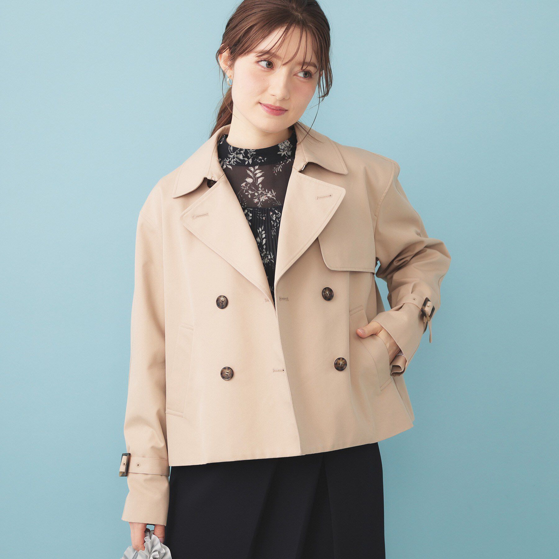 index「キャンディスリーブショートトレンチコート【洗濯機OK/撥水/防花粉】《5col》」|トレンチコート|ベージュ(852)