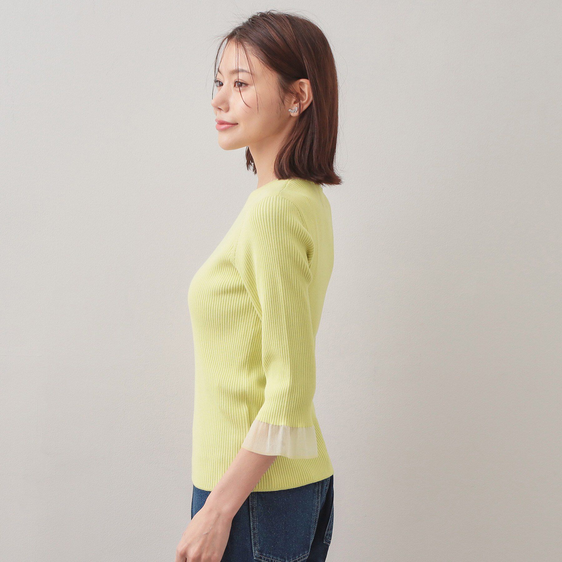 index「UVケア リブシアーフレアスリーブニット【洗える】」|ニット・セーター|