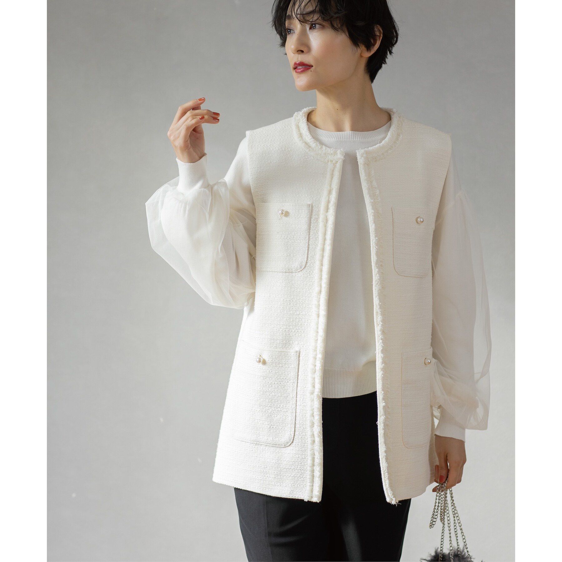 OPAQUE.CLIP「《通勤対応》コットンツイードジレ」|ベスト・ジレ|