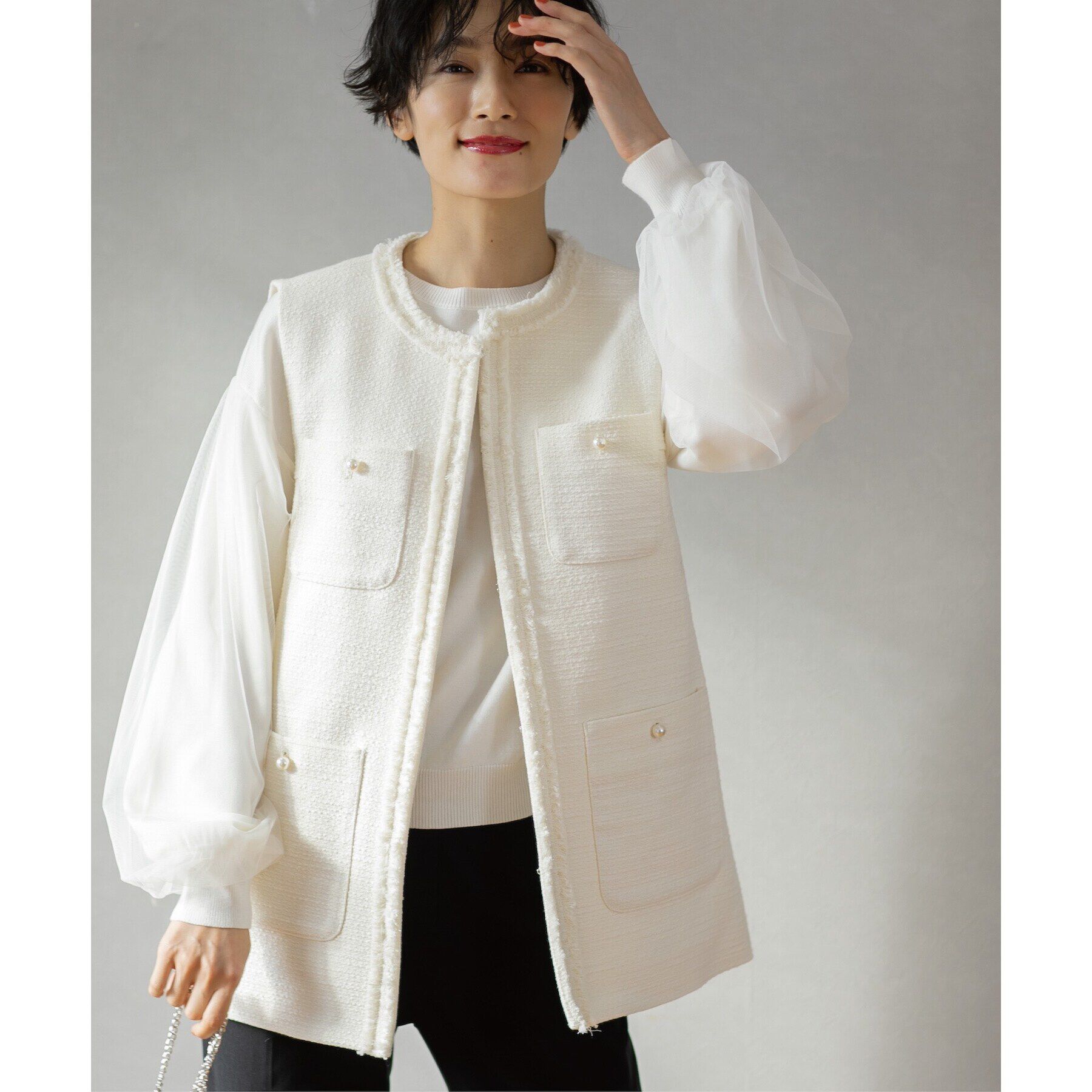 OPAQUE.CLIP「《通勤対応》コットンツイードジレ」|ベスト・ジレ|