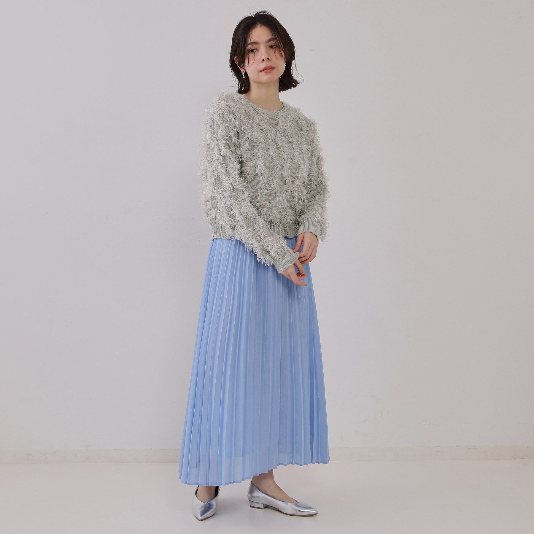 OPAQUE.CLIP「フリンジスパンコールニット【洗える】」|ニット・セーター|