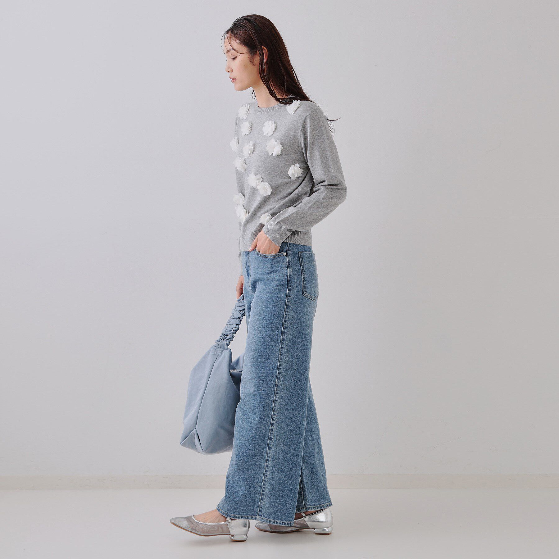 OPAQUE.CLIP「フラワーモチーフニット【洗濯機洗い可】」|ニット・セーター|