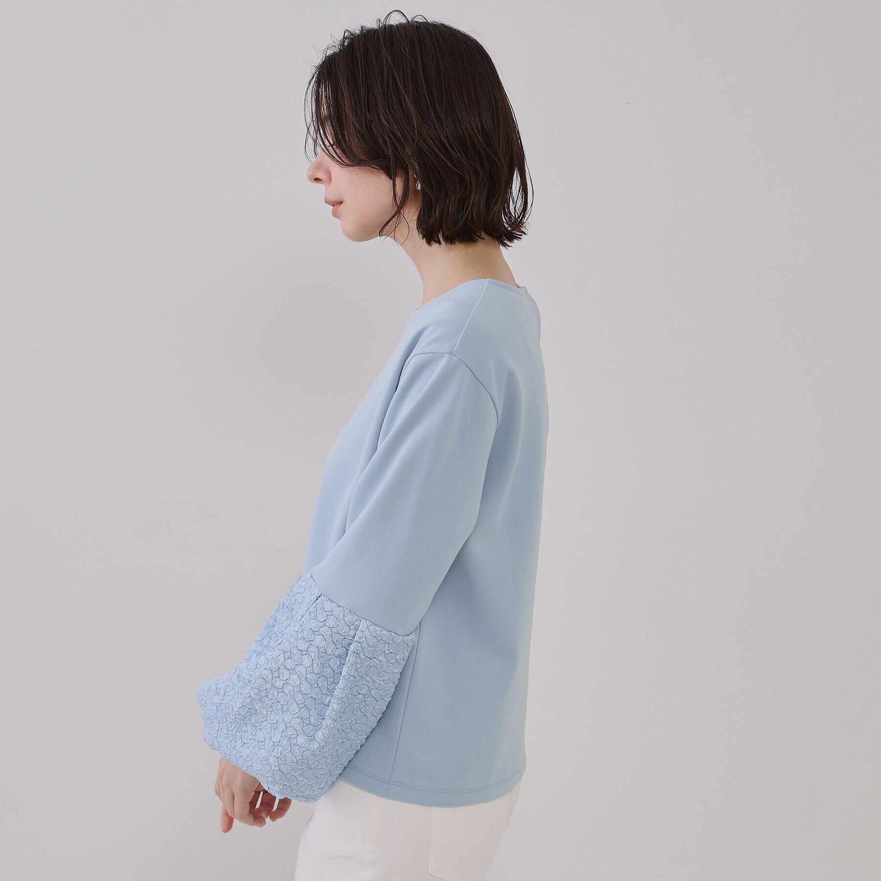 OPAQUE.CLIP「ジャカードバルーンスリーブトップス【洗濯機洗い可】」|Tシャツ・カットソー|