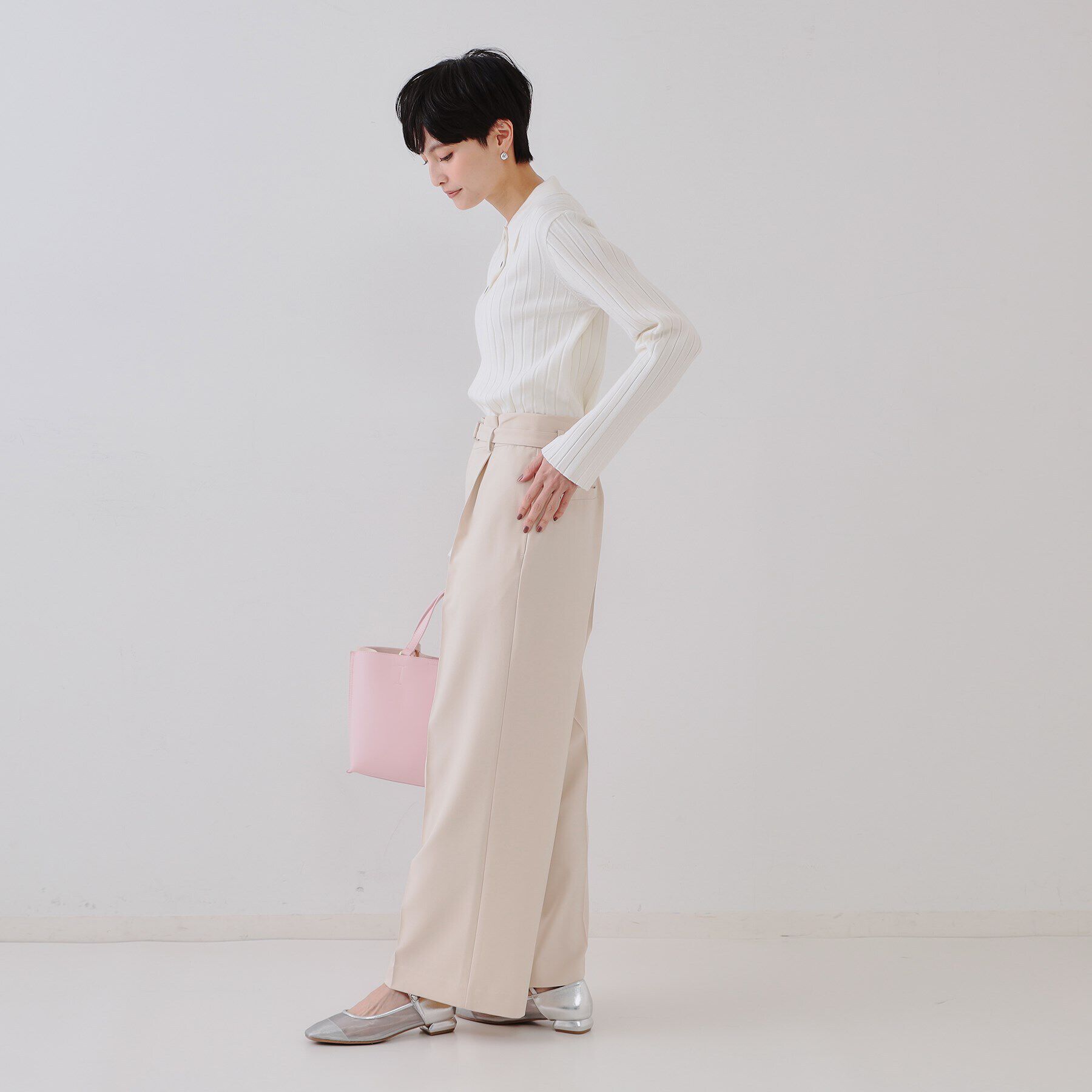 OPAQUE.CLIP「ワイドリブポロニット【洗濯機洗い可】」|ニット・セーター|