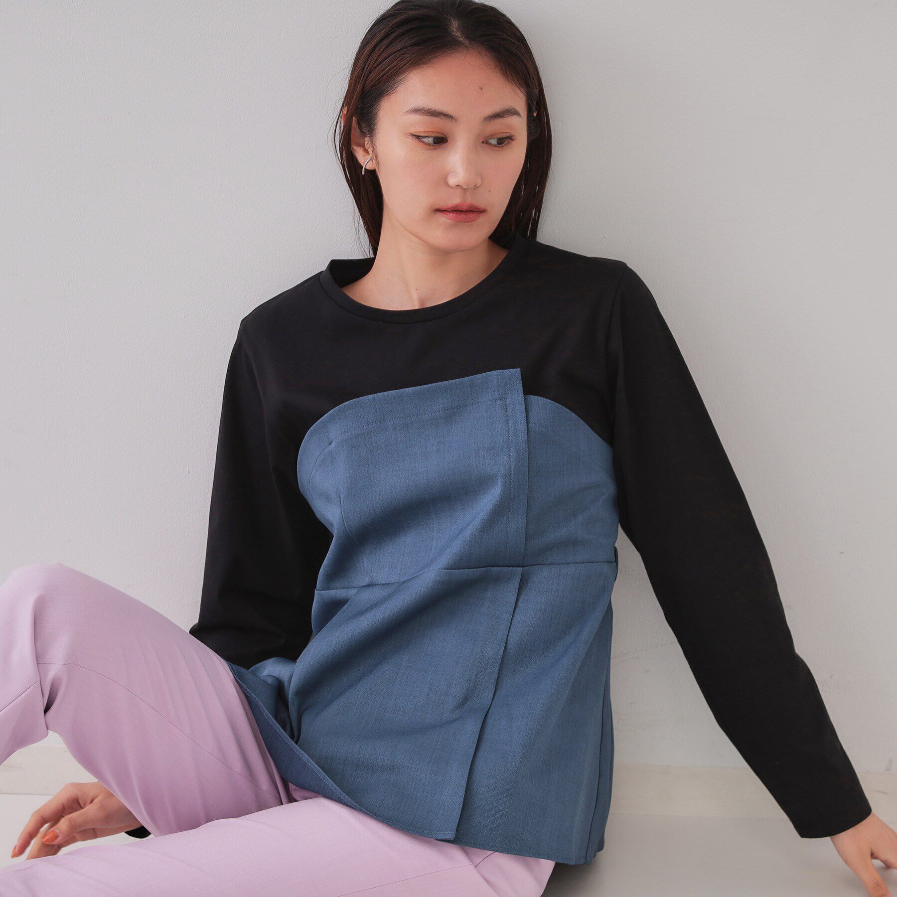 OPAQUE.CLIP「ベルト付ビスチェドッキングカットソー【洗濯機洗い可】」|Tシャツ・カットソー|