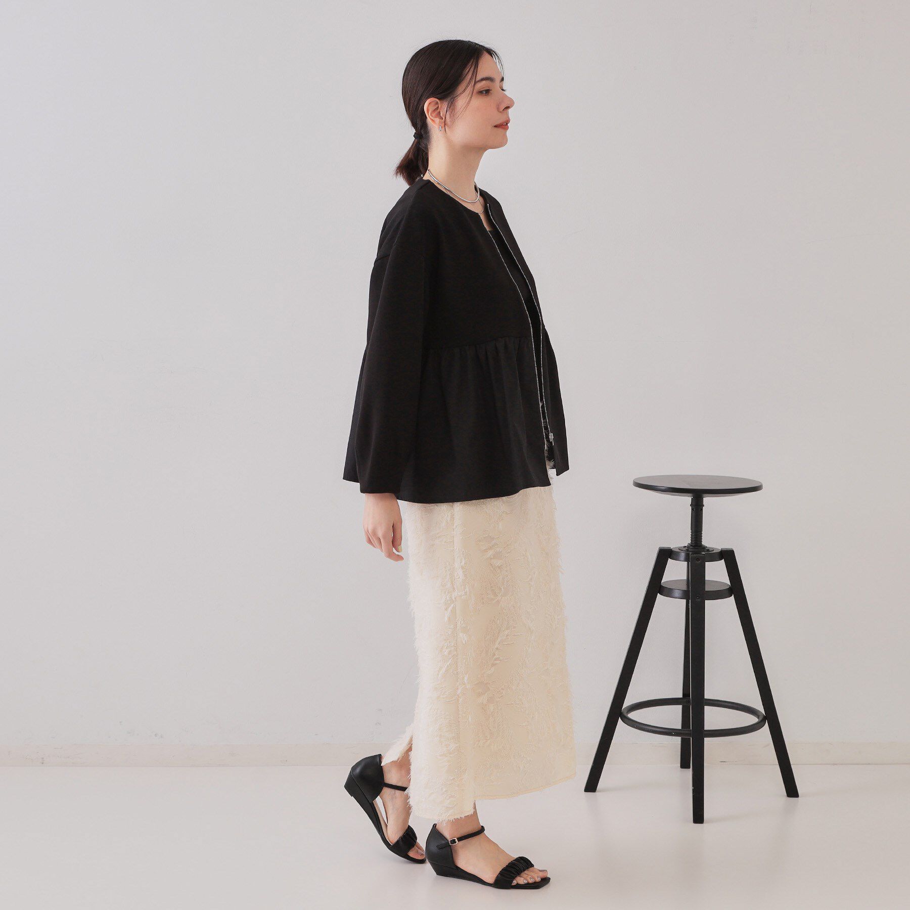 OPAQUE.CLIP「ペプラムドッキングZIPカーディガン【洗濯機洗い可】」|カーディガン|