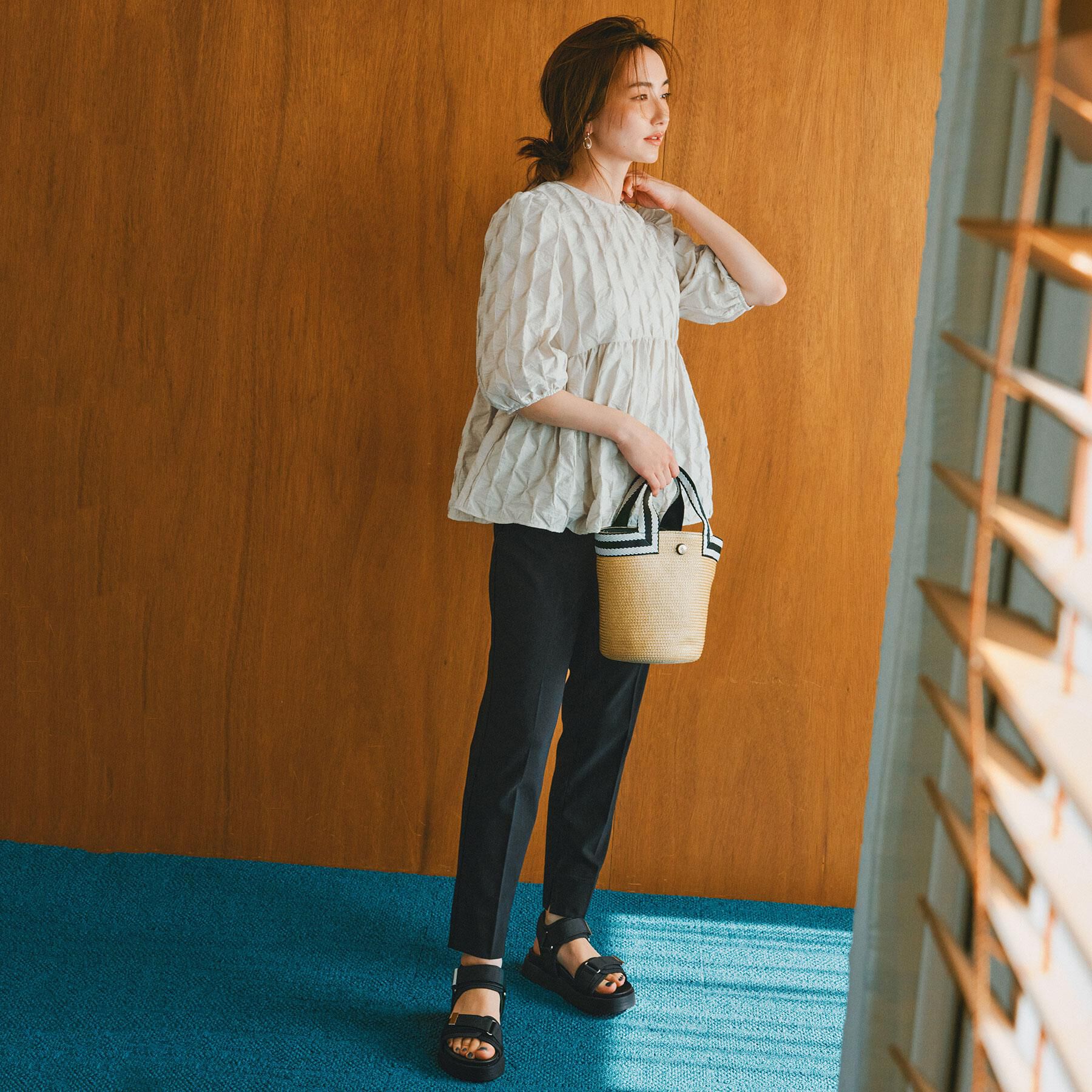 OPAQUE.CLIP「ふくれジャカードペプラムブラウス【洗濯機洗い可】」|シャツ・ブラウス|