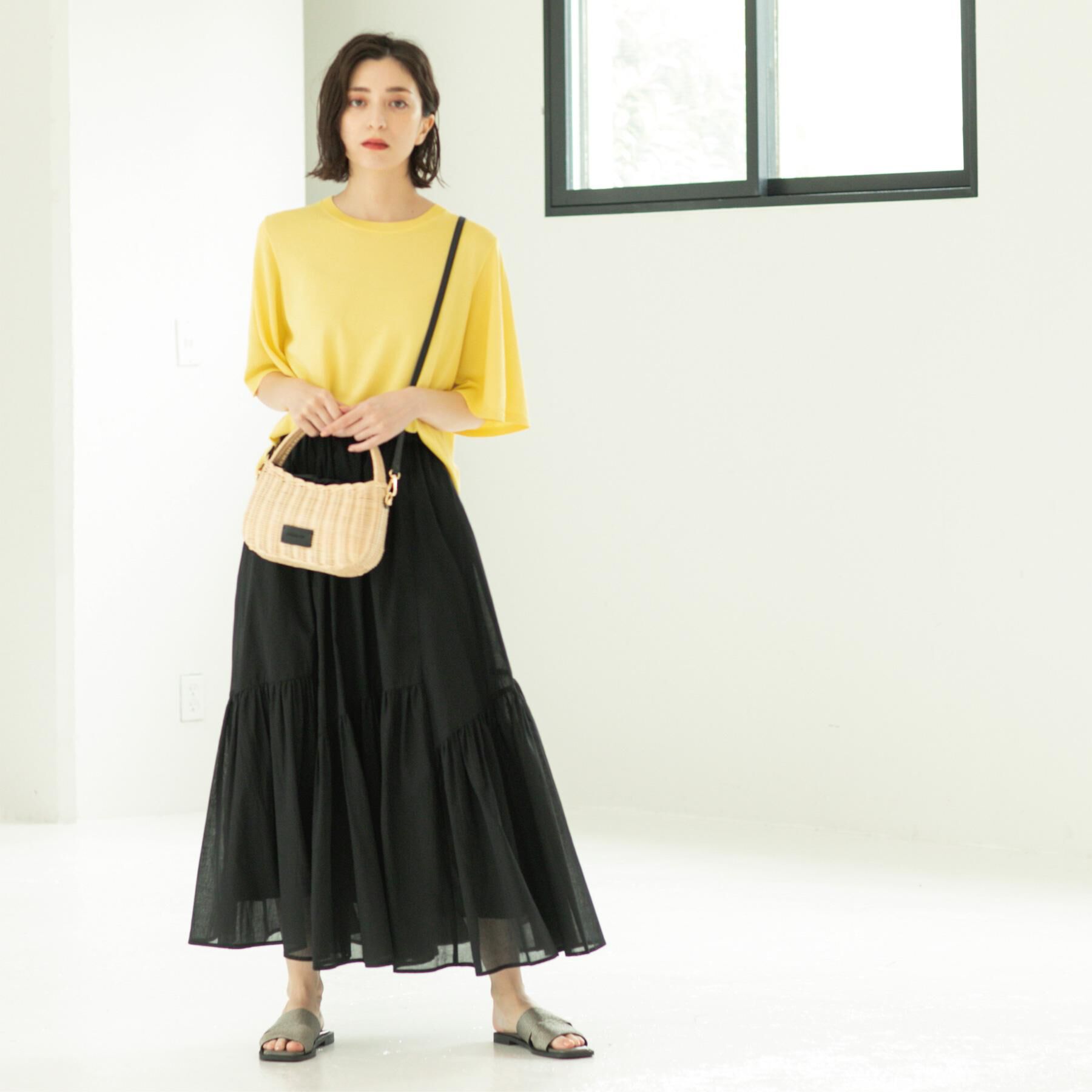 OPAQUE.CLIP「ギャザーフレアスカート/オーガニックコットン混【洗濯機洗い可】」|スカート|