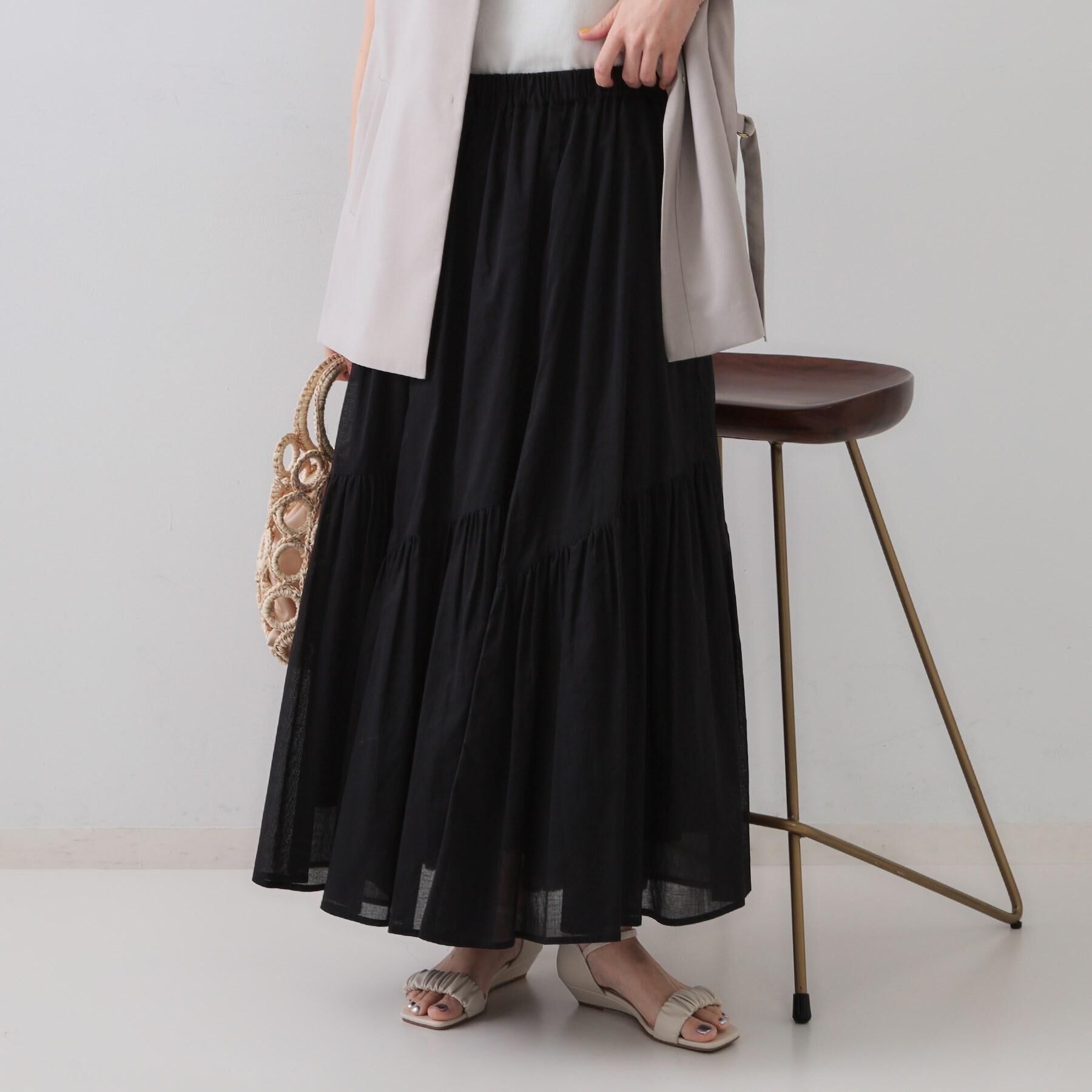 OPAQUE.CLIP「ギャザーフレアスカート/オーガニックコットン混【洗濯機洗い可】」|スカート|