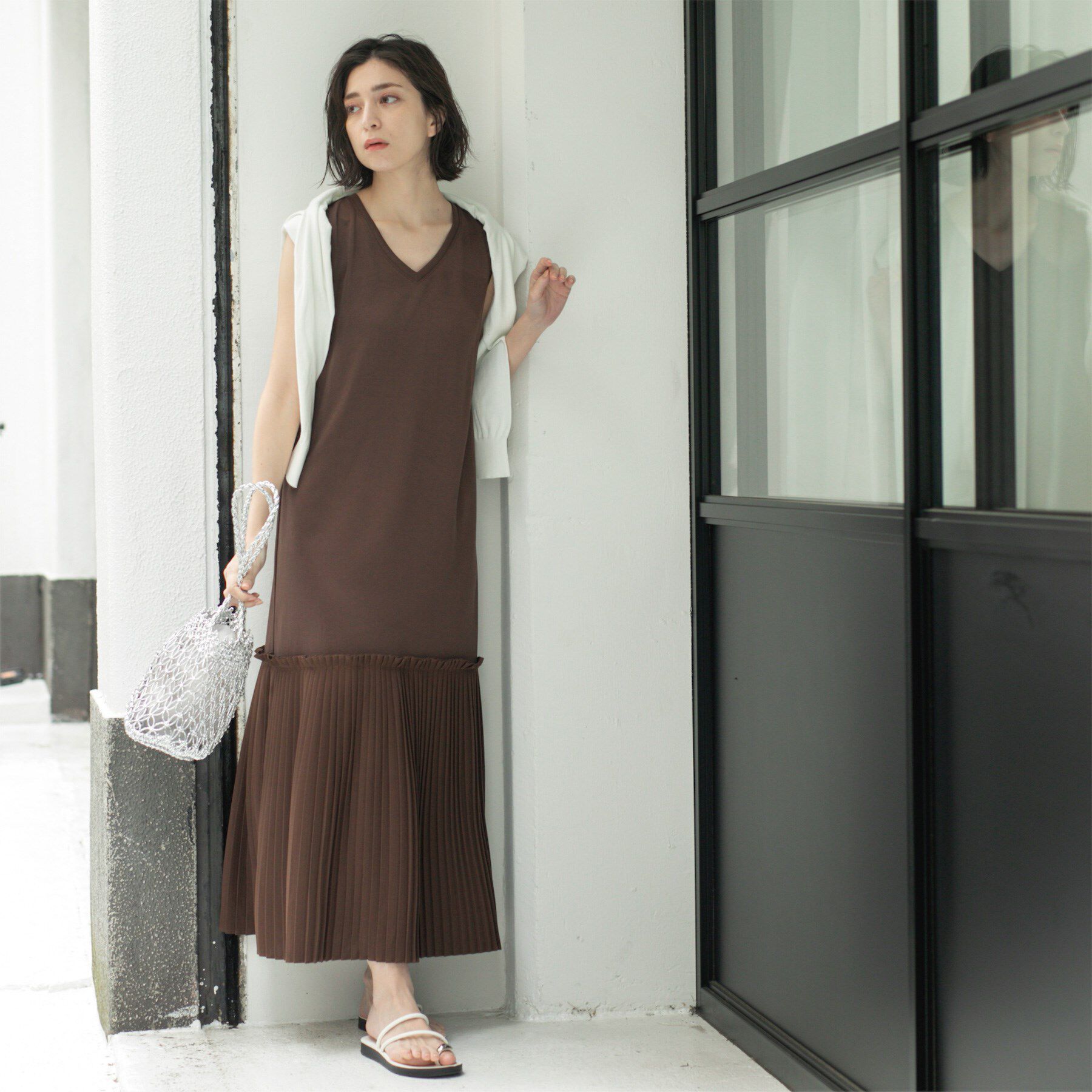 OPAQUE.CLIP「プリーツ切替ノースリーブワンピース【洗濯機洗い可】」|ワンピース|