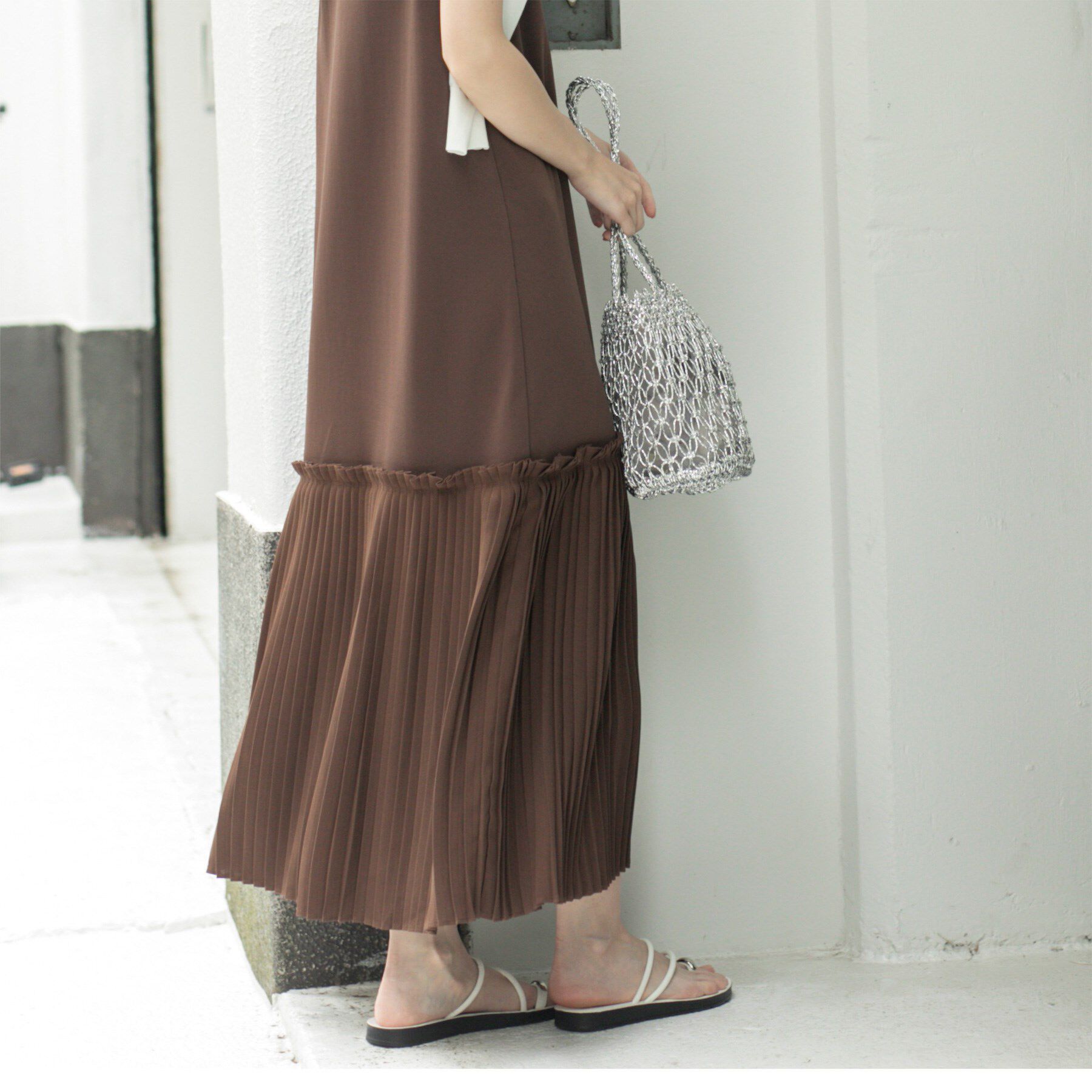 OPAQUE.CLIP「プリーツ切替ノースリーブワンピース【洗濯機洗い可】」|ワンピース|