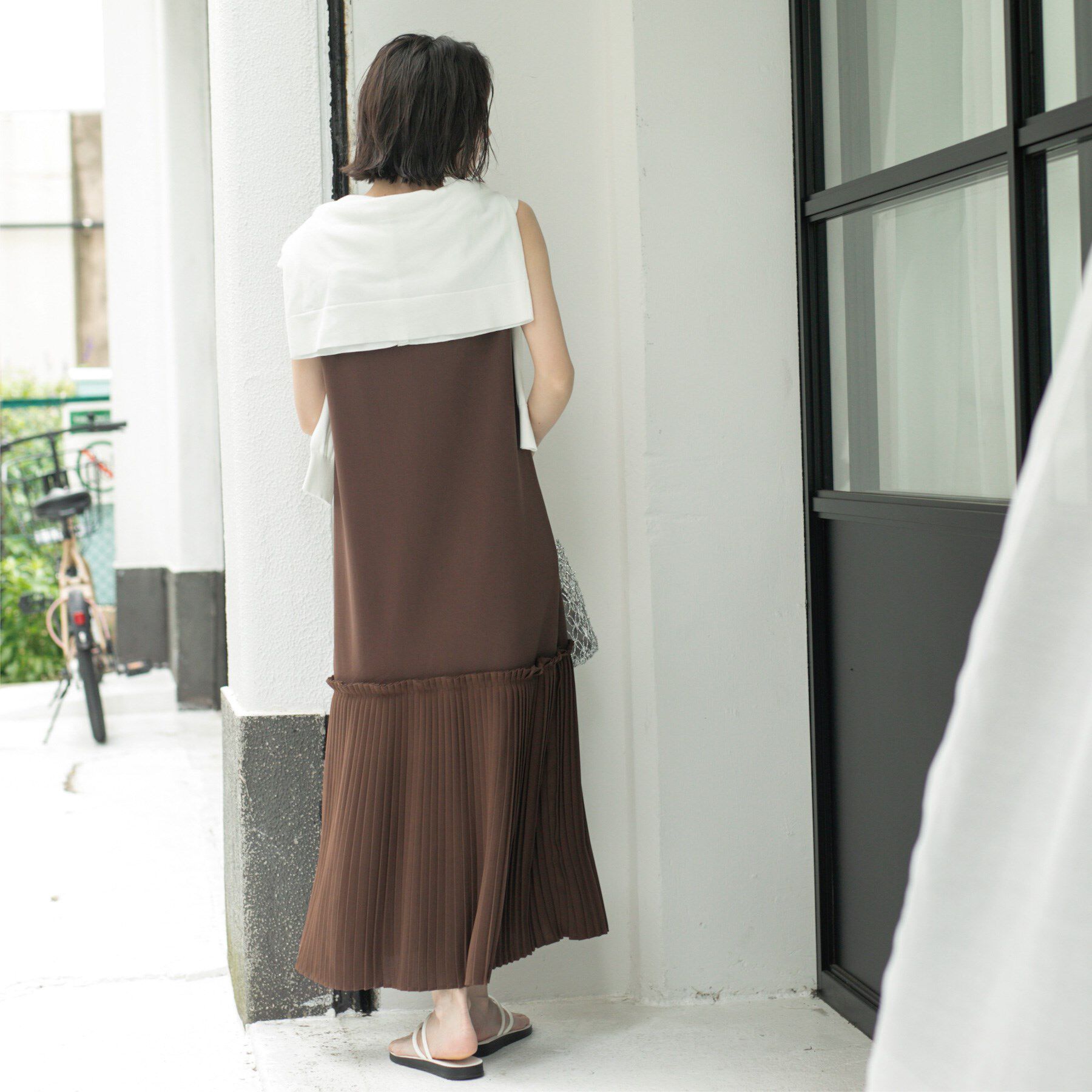 OPAQUE.CLIP「プリーツ切替ノースリーブワンピース【洗濯機洗い可】」|ワンピース|